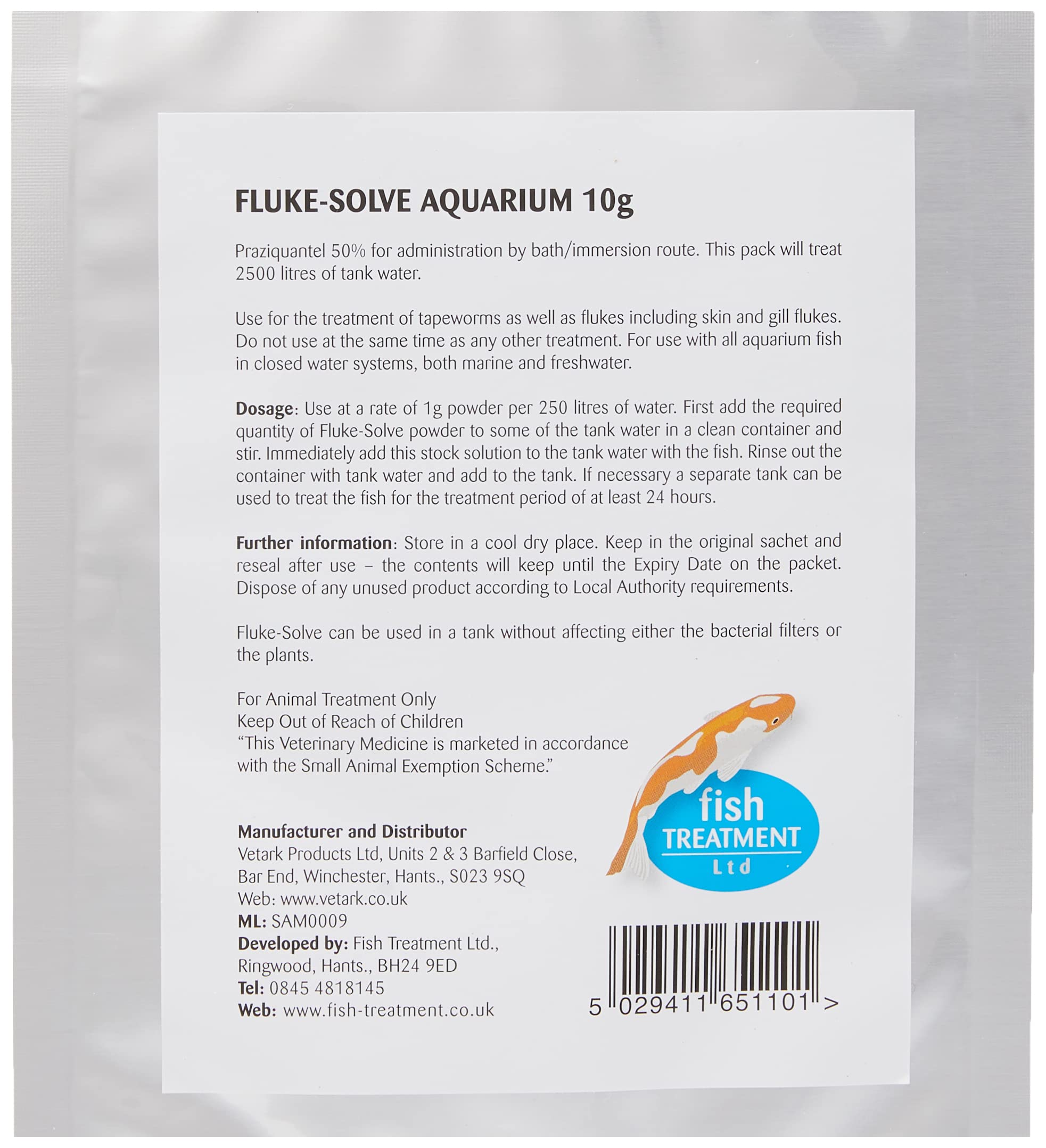 Vetark Fluke Solve Aquarium Water Treatment - Kills Dactylogyrus & Gyrodactylus | 10g 3