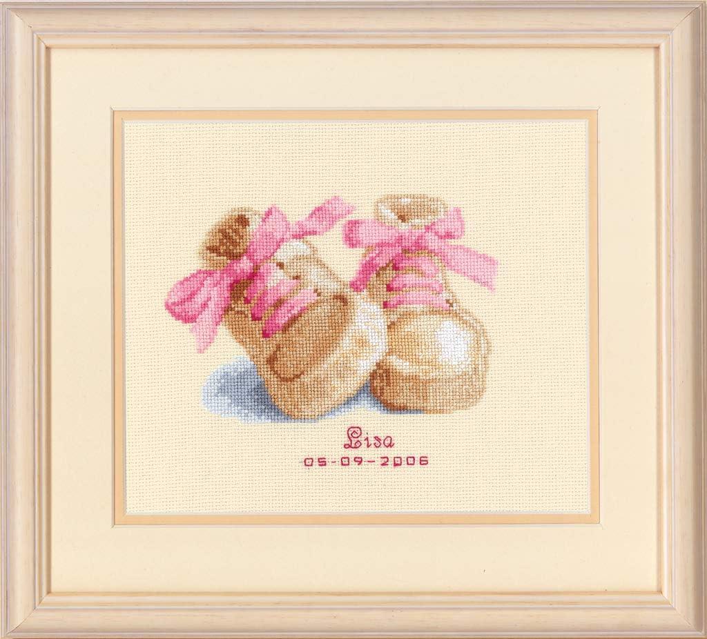 Vervaco Birth Record Babies Booties - Counted Cross Stitch Kit (Multi-Colour)