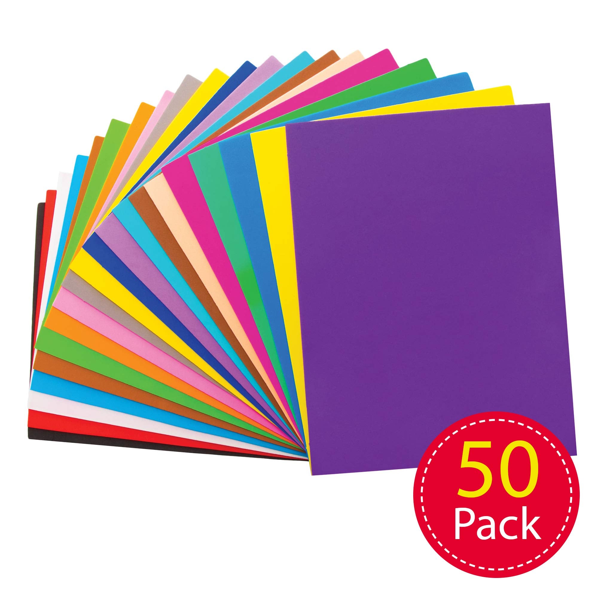 Baker Ross Foam Sheets Class Pack of 50 - Assorted Colors, 30cm x 23cm 2