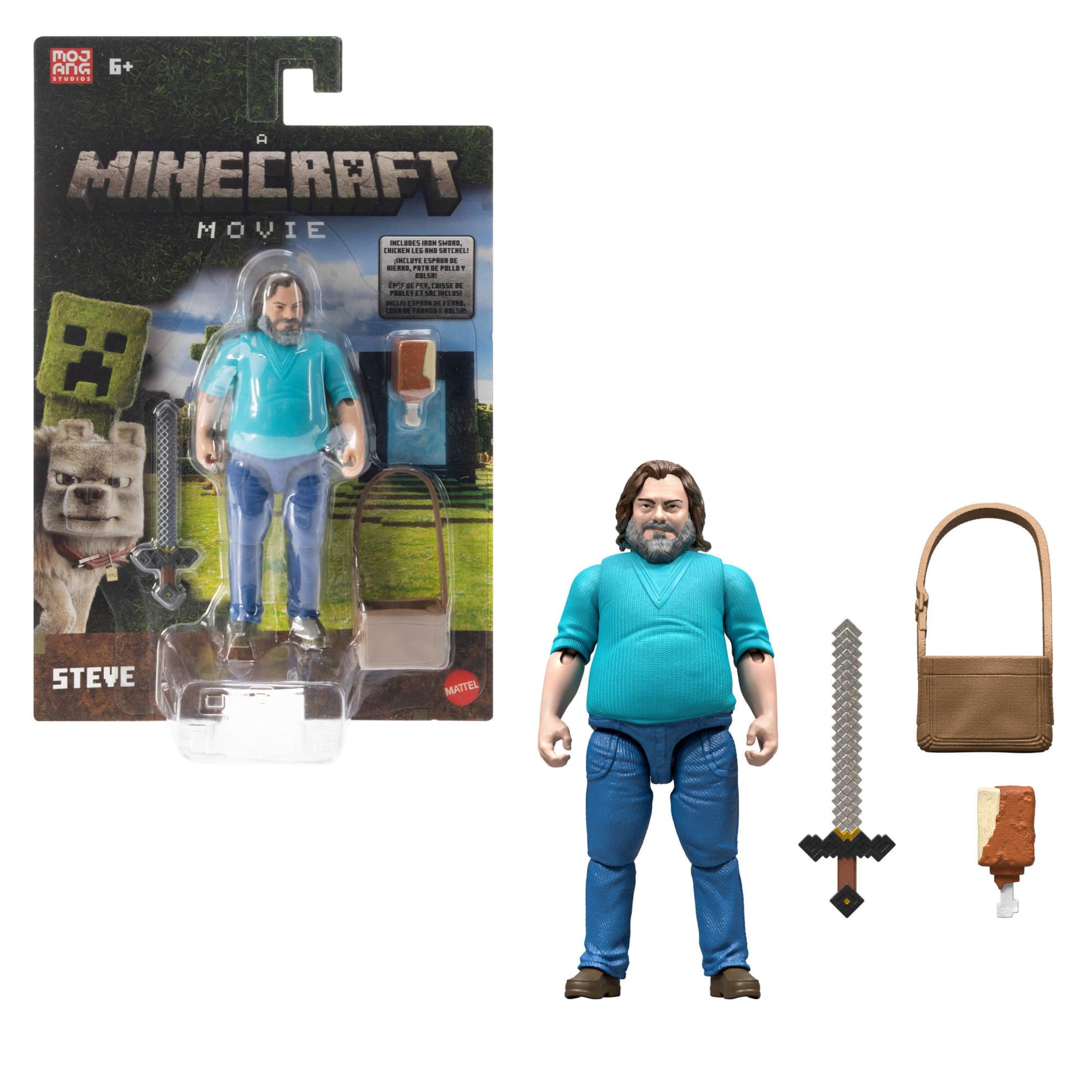 Minecraft Action Figure & Accessories Set - 4-inch Posable Steve Figure with Movie-Inspired Gear 1