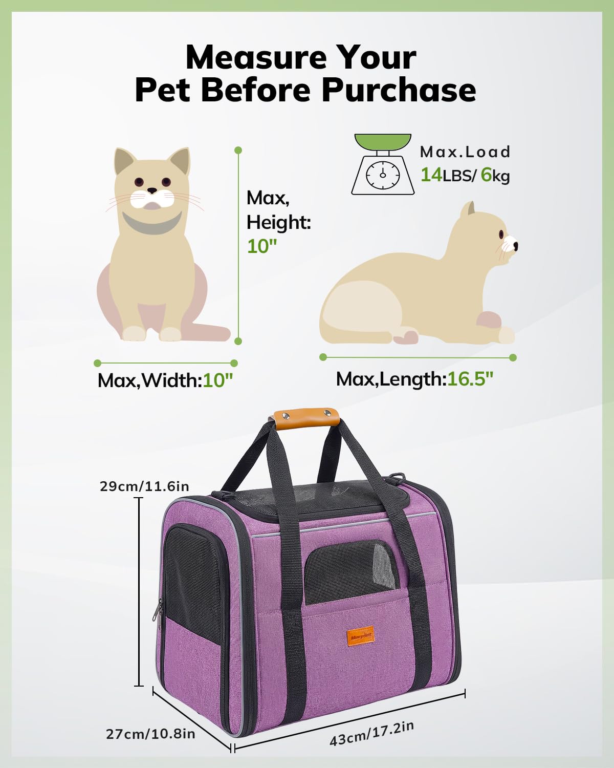 morpilot Airline Approved Soft-Sided Pet Carrier - Pink | Up to 7kg/15 lbs | 44cm L 6