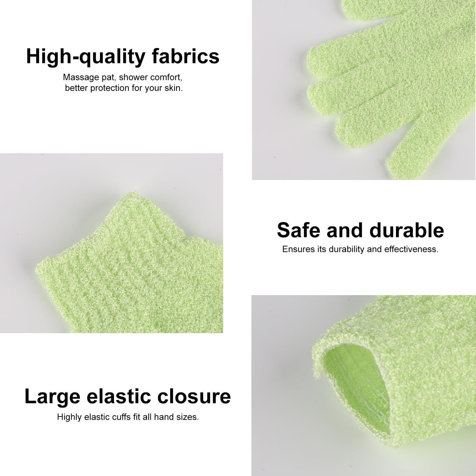 Lafefe Exfoliating Gloves - 6 Pack Shower Mitts for Deep Cleansing | Tri-Color Set | Built-in Hooks 3