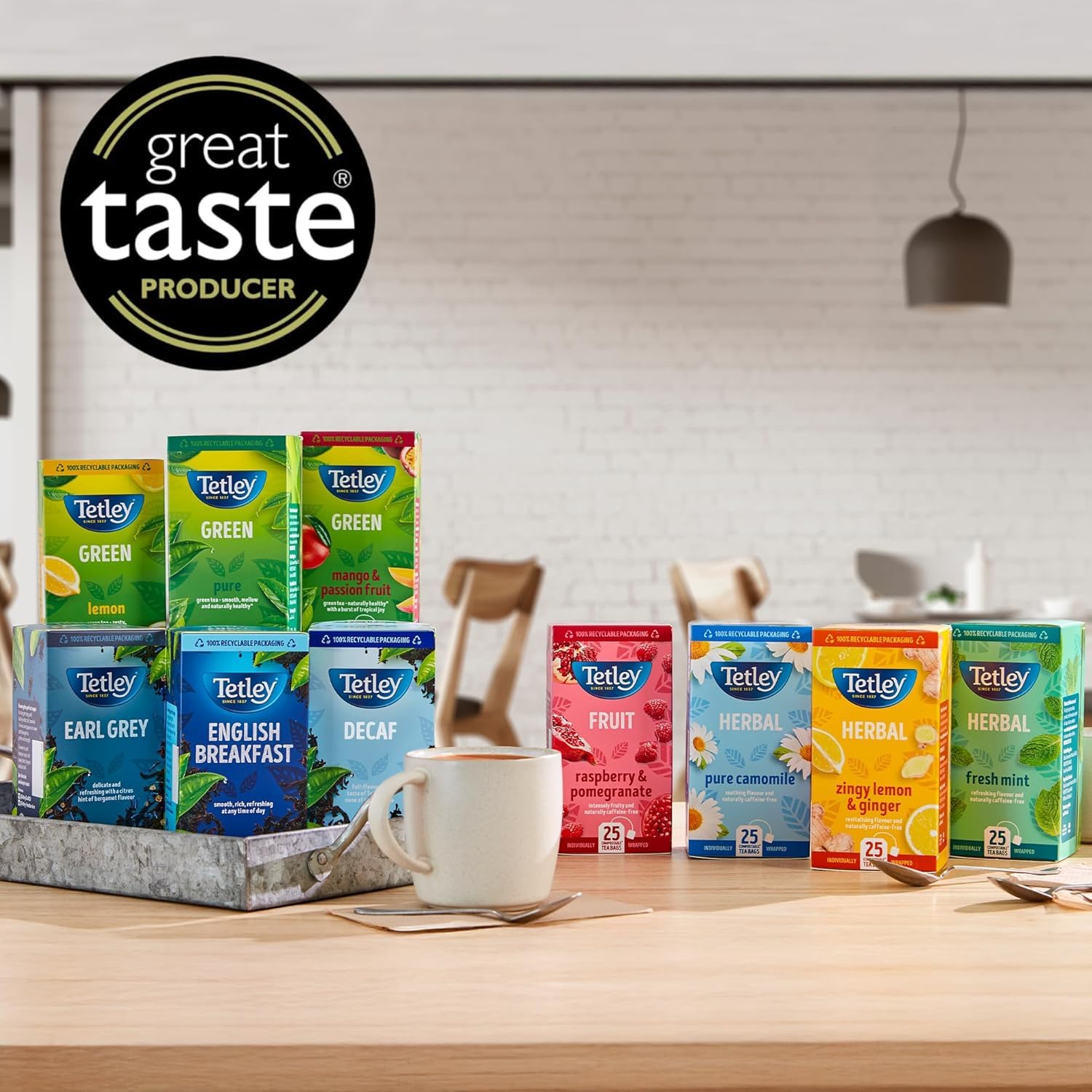 Tetley Fresh Mint Herbal Tea Bags - Peppermint & Spearmint Blend | Caffeine-Free | 6 x 25 Count (150 Bags Total) 7