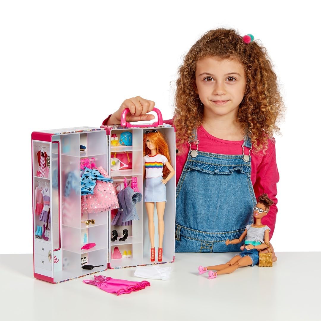 Theo Klein 5801 Barbie Wardrobe Trunk - Playset with Clothes Rails & Shelves for Kids 3+ 5