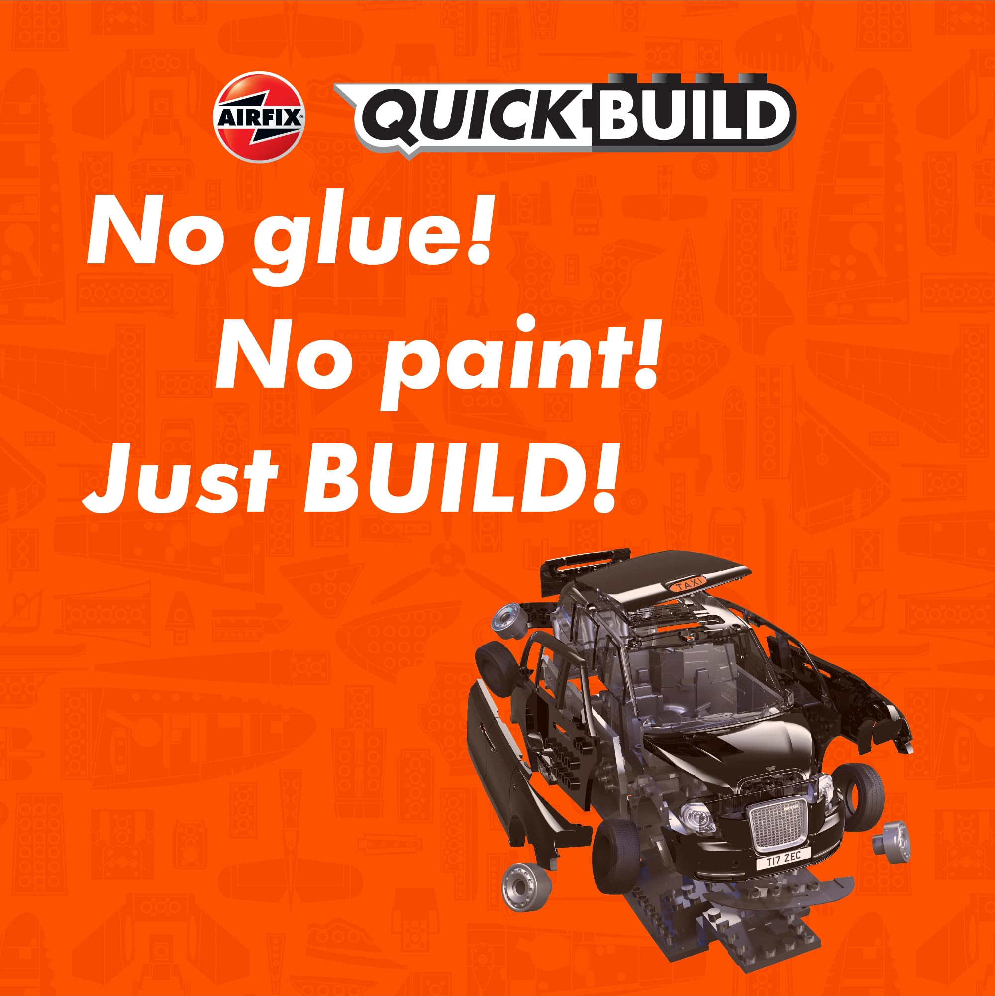 Airfix QUICKBUILD J6051 London Taxi Model Car Kit - Snap-Together Plastic Building Set for Kids 6+ 9