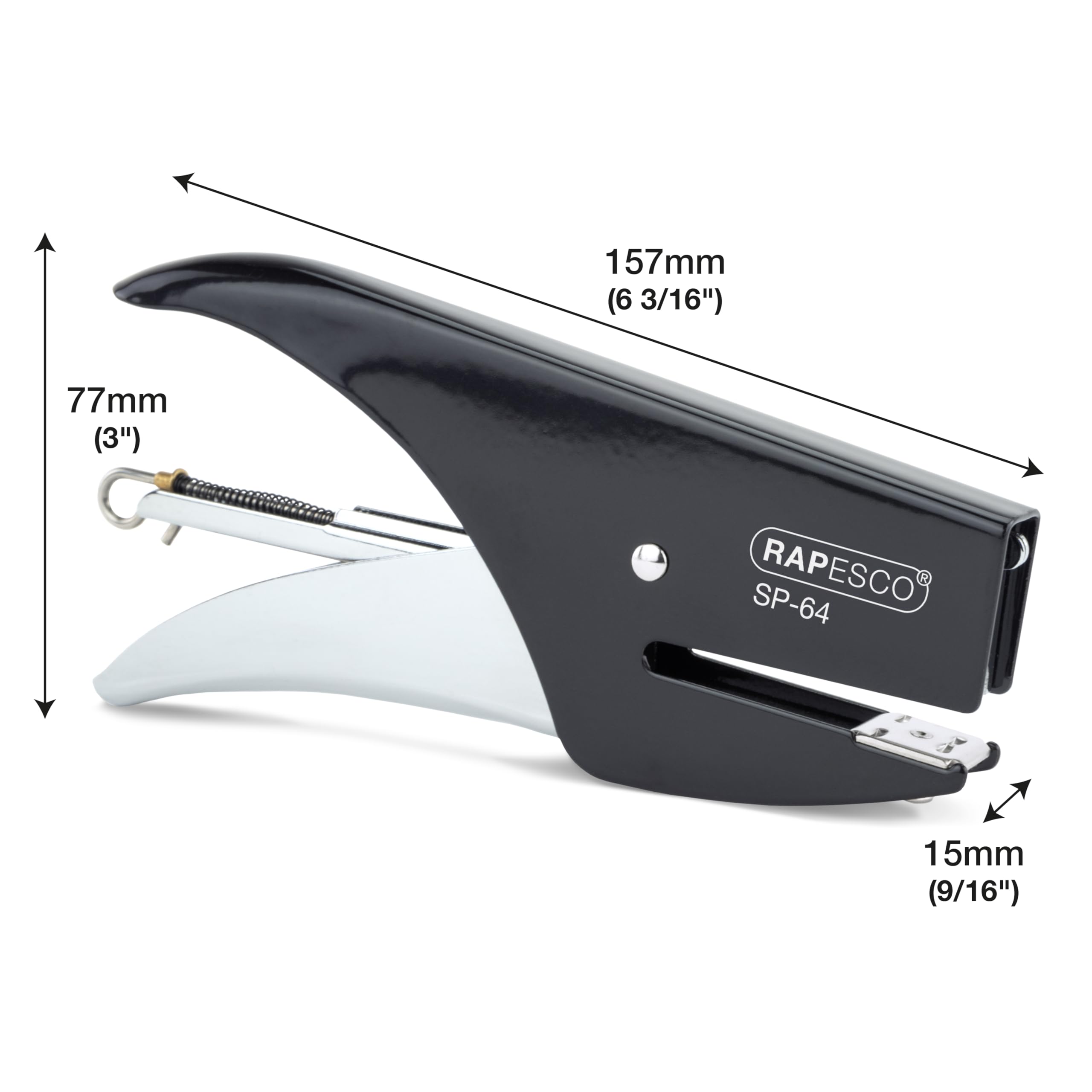RAPESCO 1267 SP-64 Stapling Plier - 12 Sheet Capacity | Black Metal Construction | Includes 1000 Staples 6