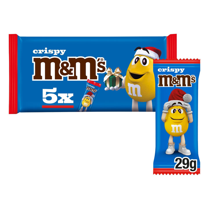 M&M's Milk Chocolate Crispy Santa 5-Pack - Festive Holiday Chocolate Treats