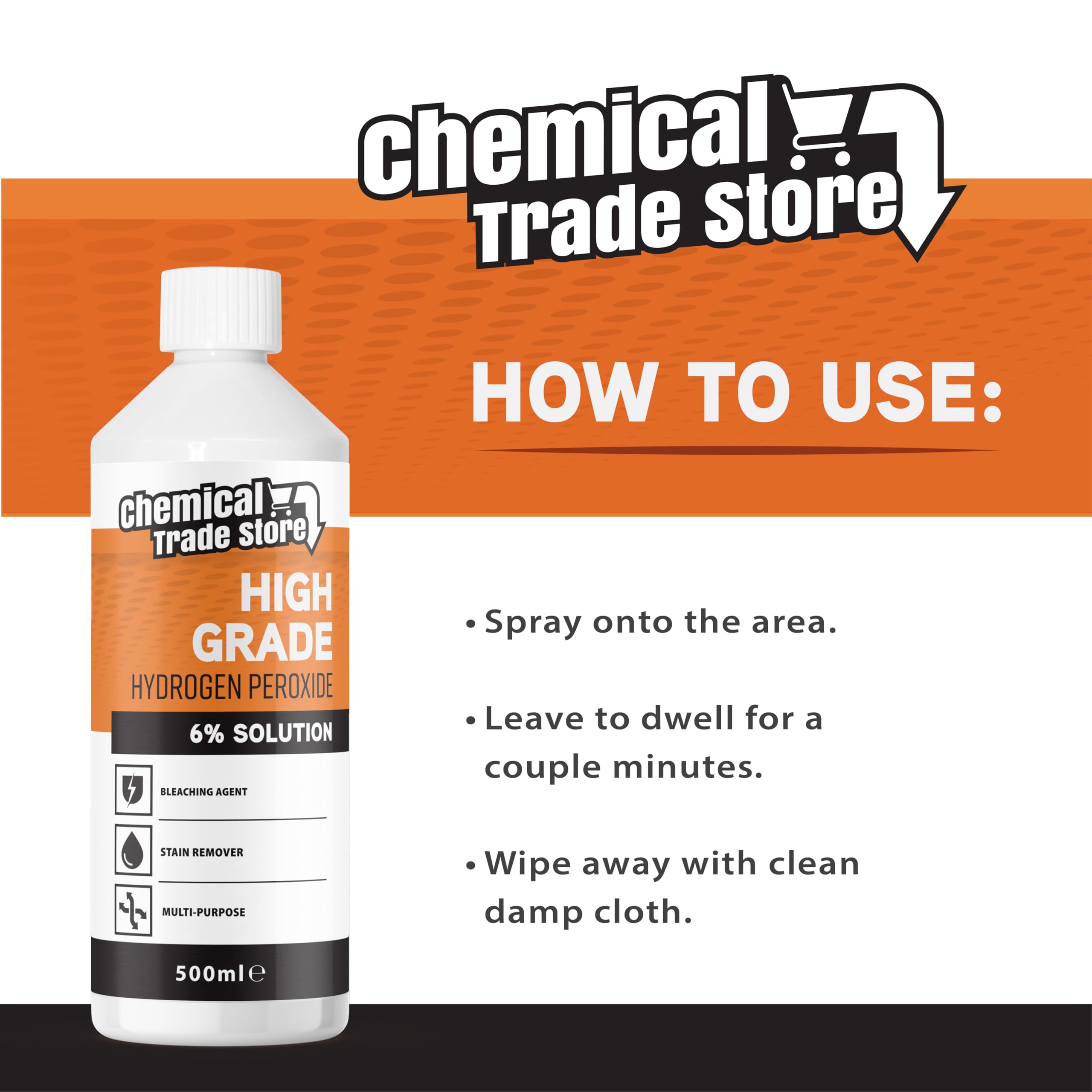 Chemical Trade Store Hydrogen Peroxide Solution 6% Multi-Purpose Cleaner | 500 ml Liquid 3