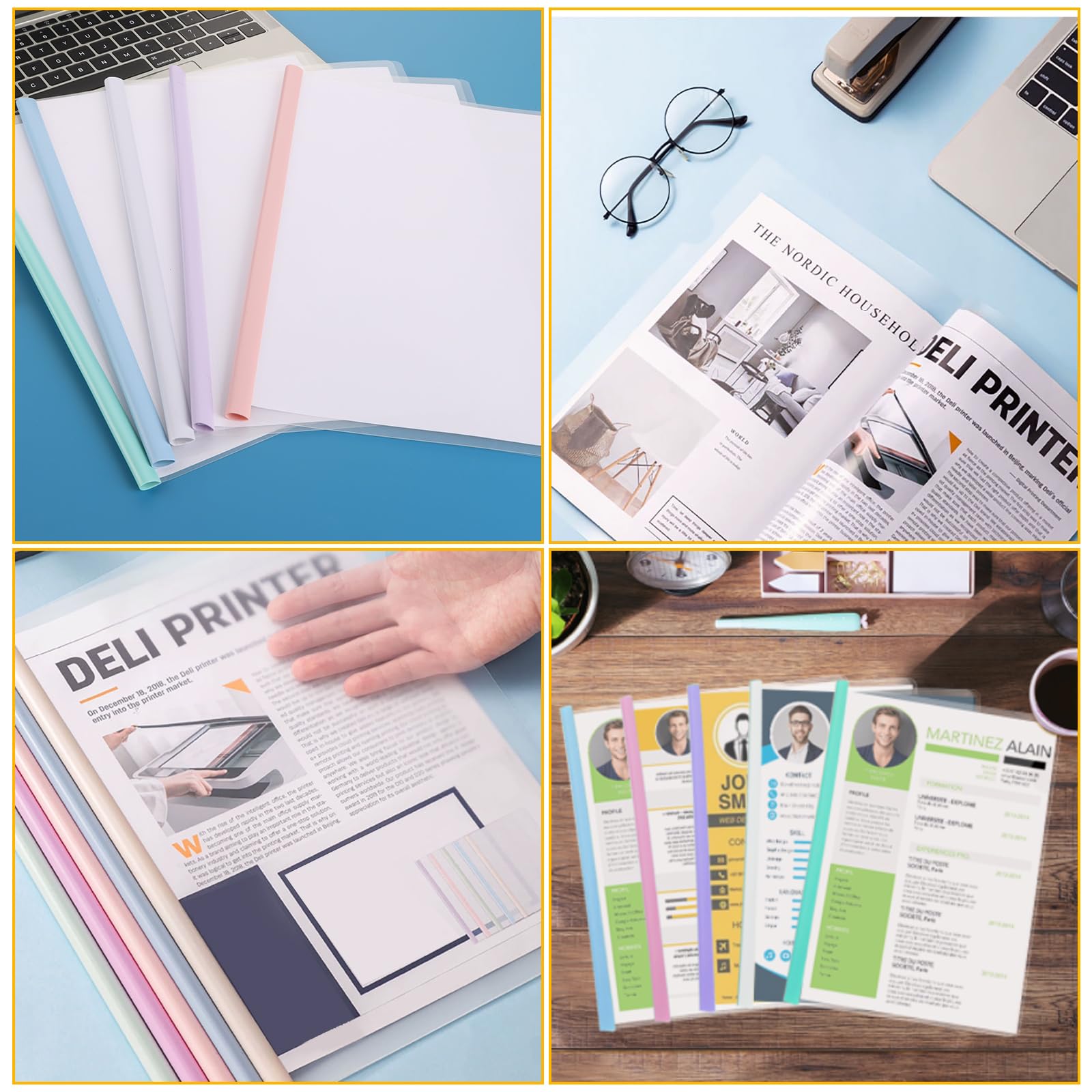ASelected Report Covers - 20 Pcs A4 Sliding Bar Binding Covers | Holds 60 Sheets | PP Material 3