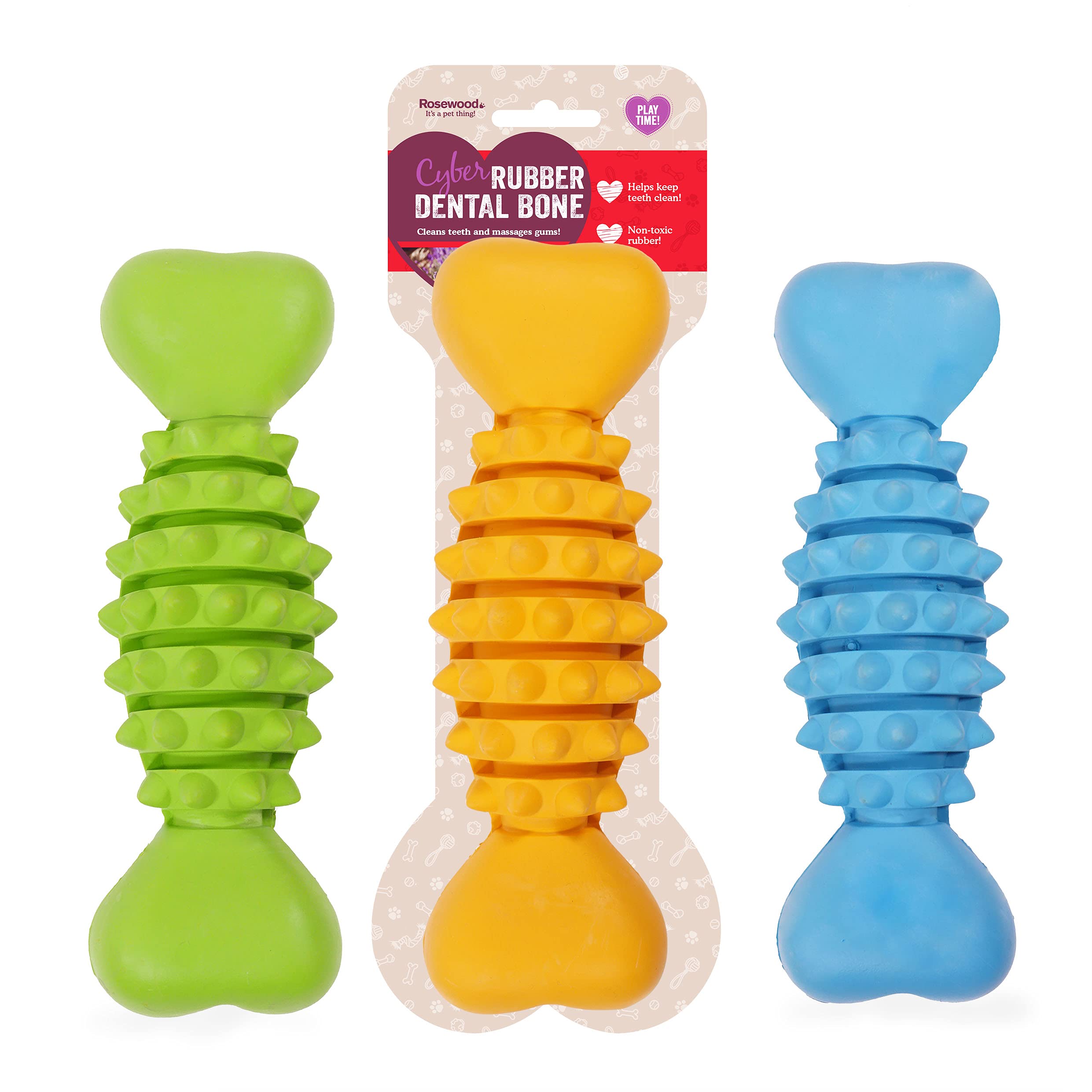 Rosewood Tough Chew Resistant Bone Dog Toy - Medium, Assorted Colours