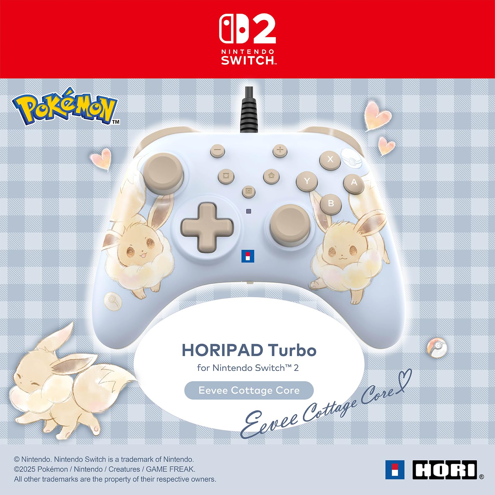 HORIPAD Turbo Eevee Cottage Core Wired Controller for Nintendo Switch 2