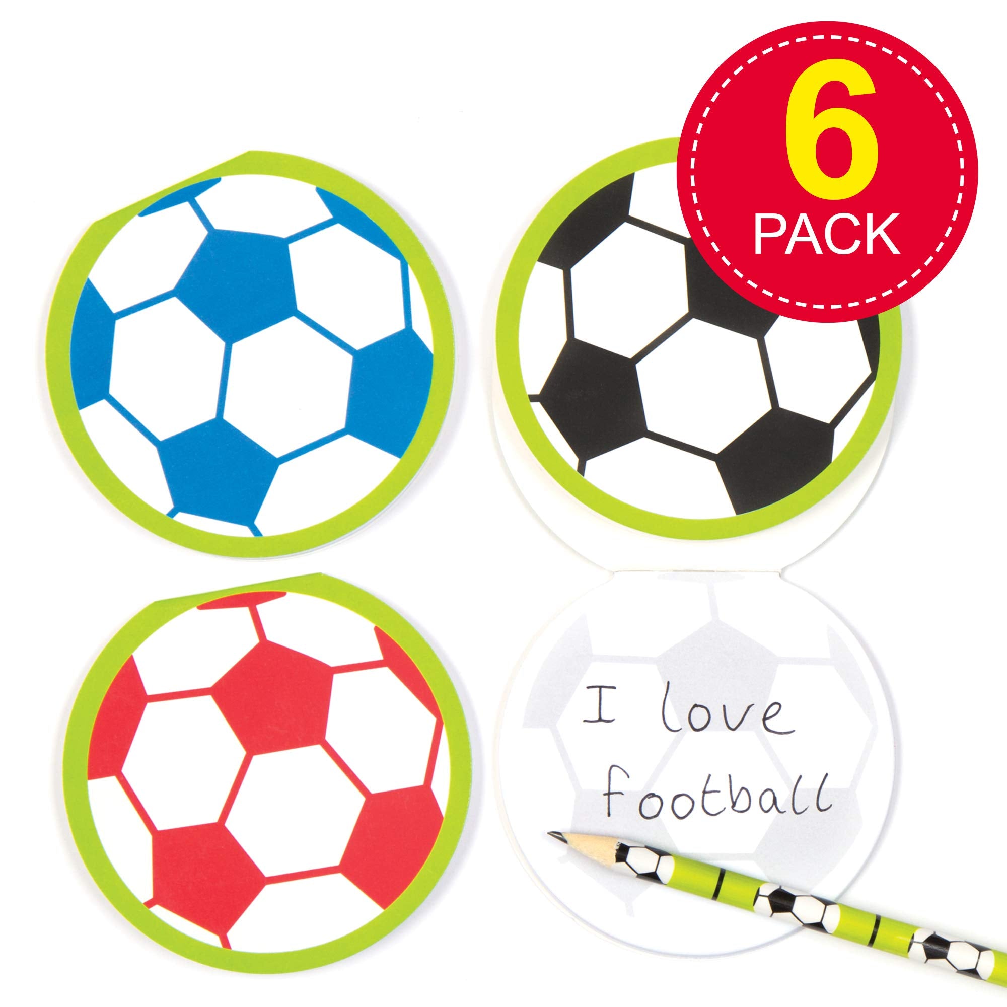 Baker Ross Football Memo Pads - Pack of 6 | Kids Party Favours | Drawing & Writing Pads