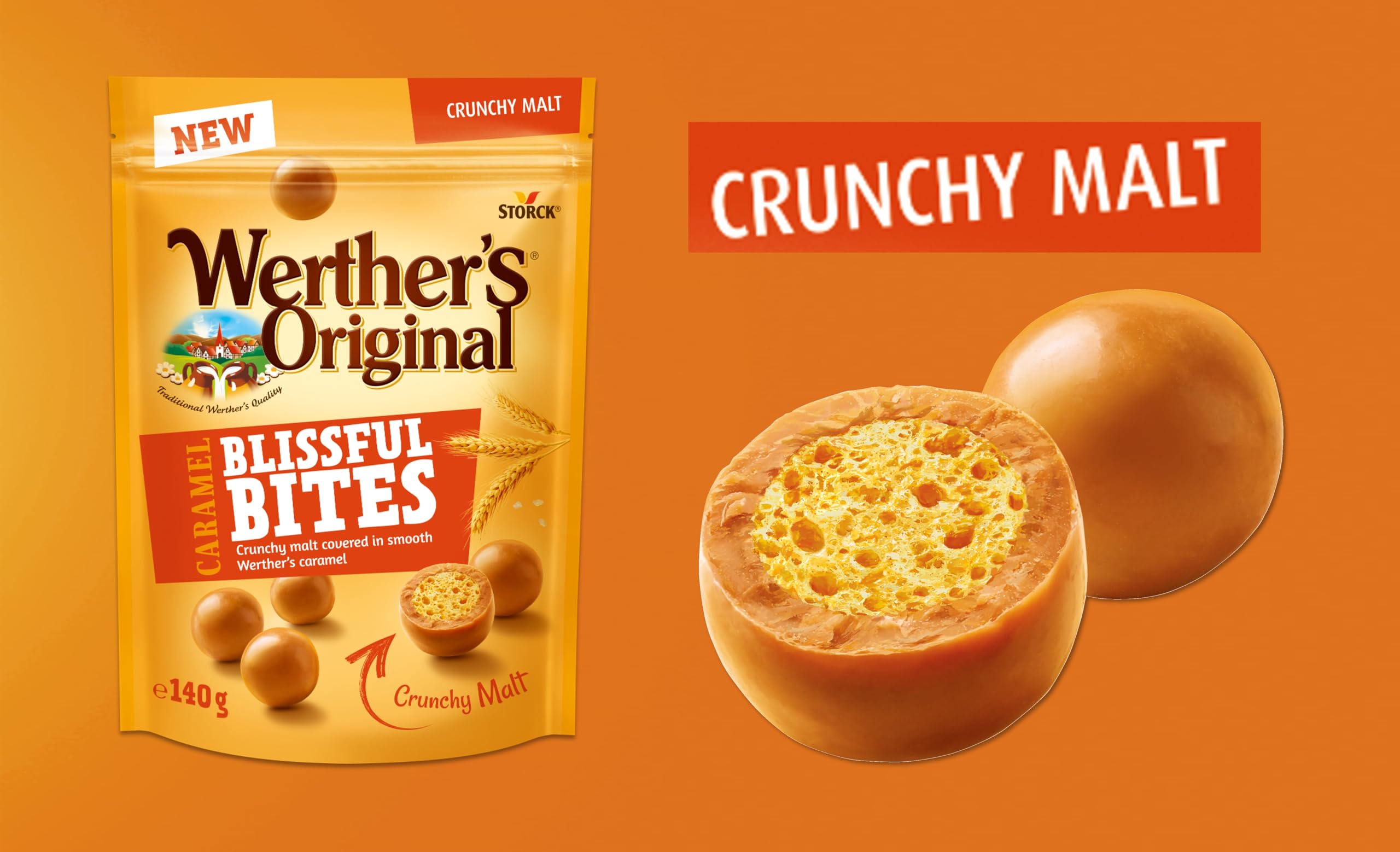 Werther's Original Caramel Blissful Bites, Crunchy Malt & Creamy Caramel Treats, Vegetarian, 140g 4