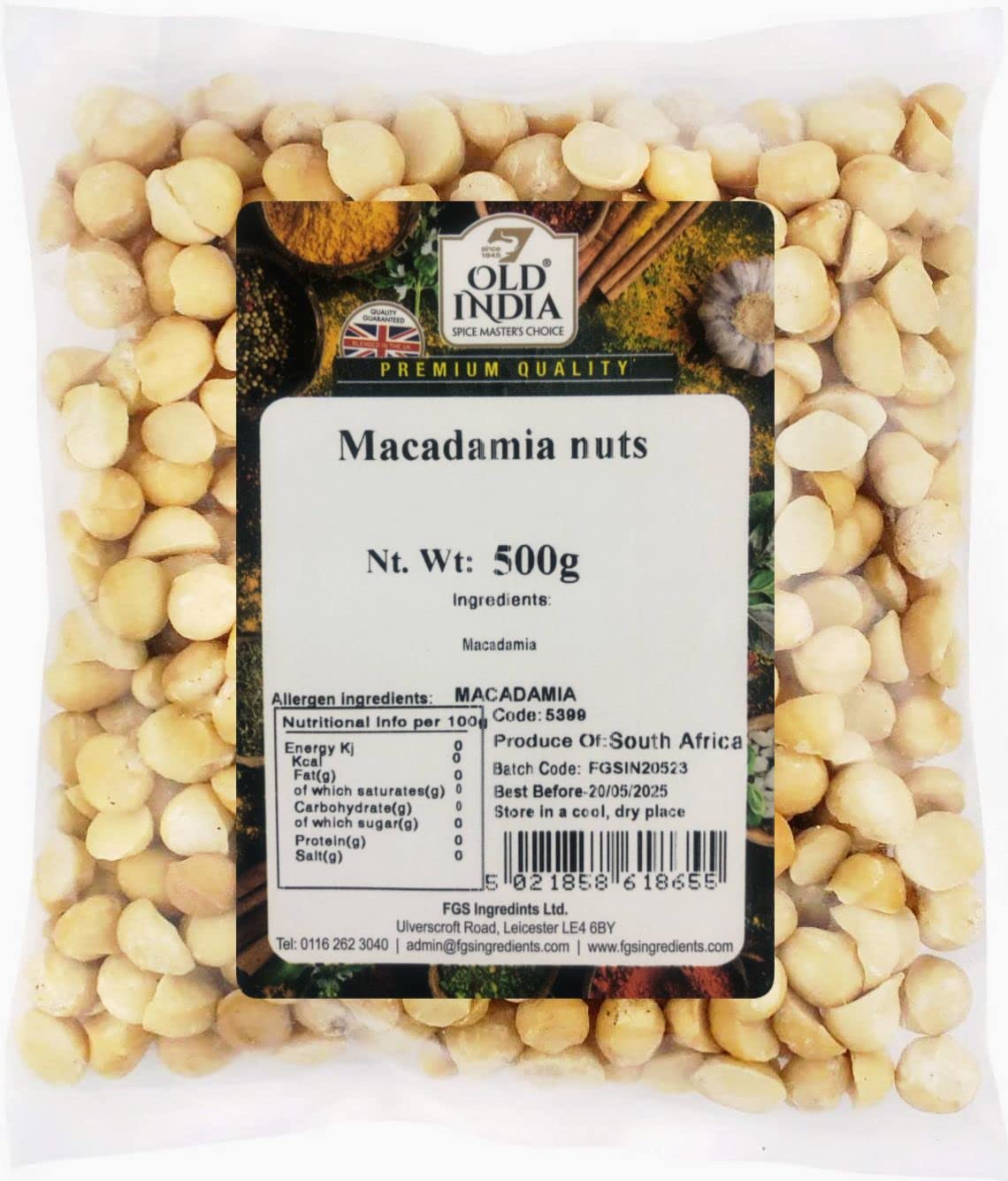 Old India Macadamia Nuts - 100% Natural | 500g Pack | Up to 2 Year Shelf Life