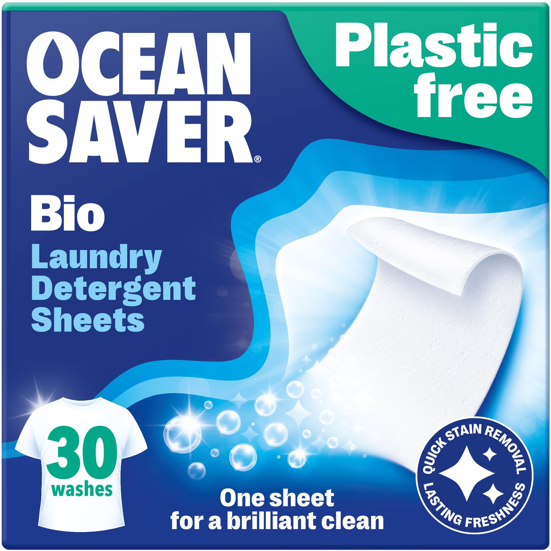 OceanSaver Eco Laundry Detergent Sheets - Ocean Mist Scent | 30 Count | Biodegradable & Plastic Free 1