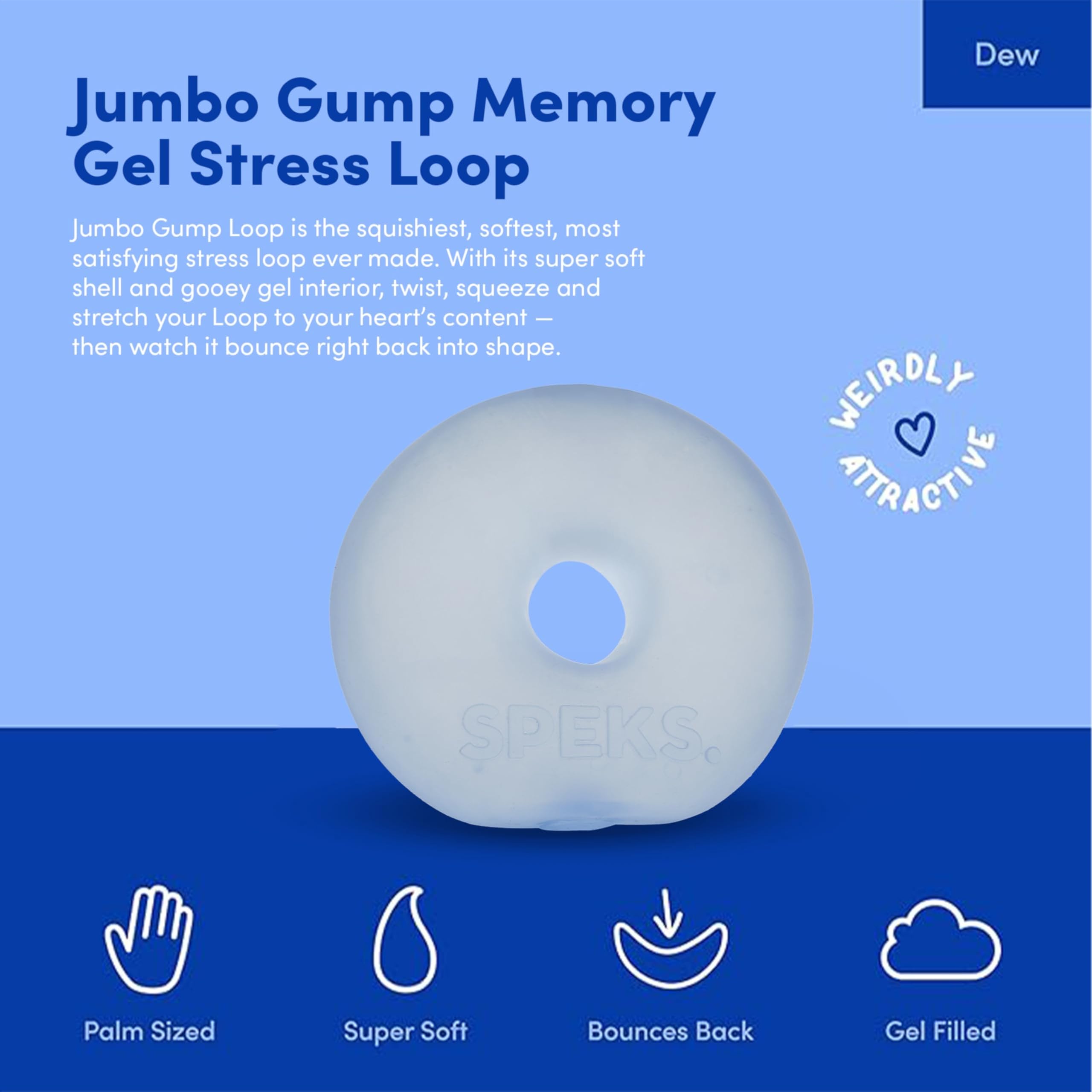 Speks Gump Jumbo Loop Gel-Filled Stress Ball - Ultra-Squishy Fidget Toy for Adults | Blue 2