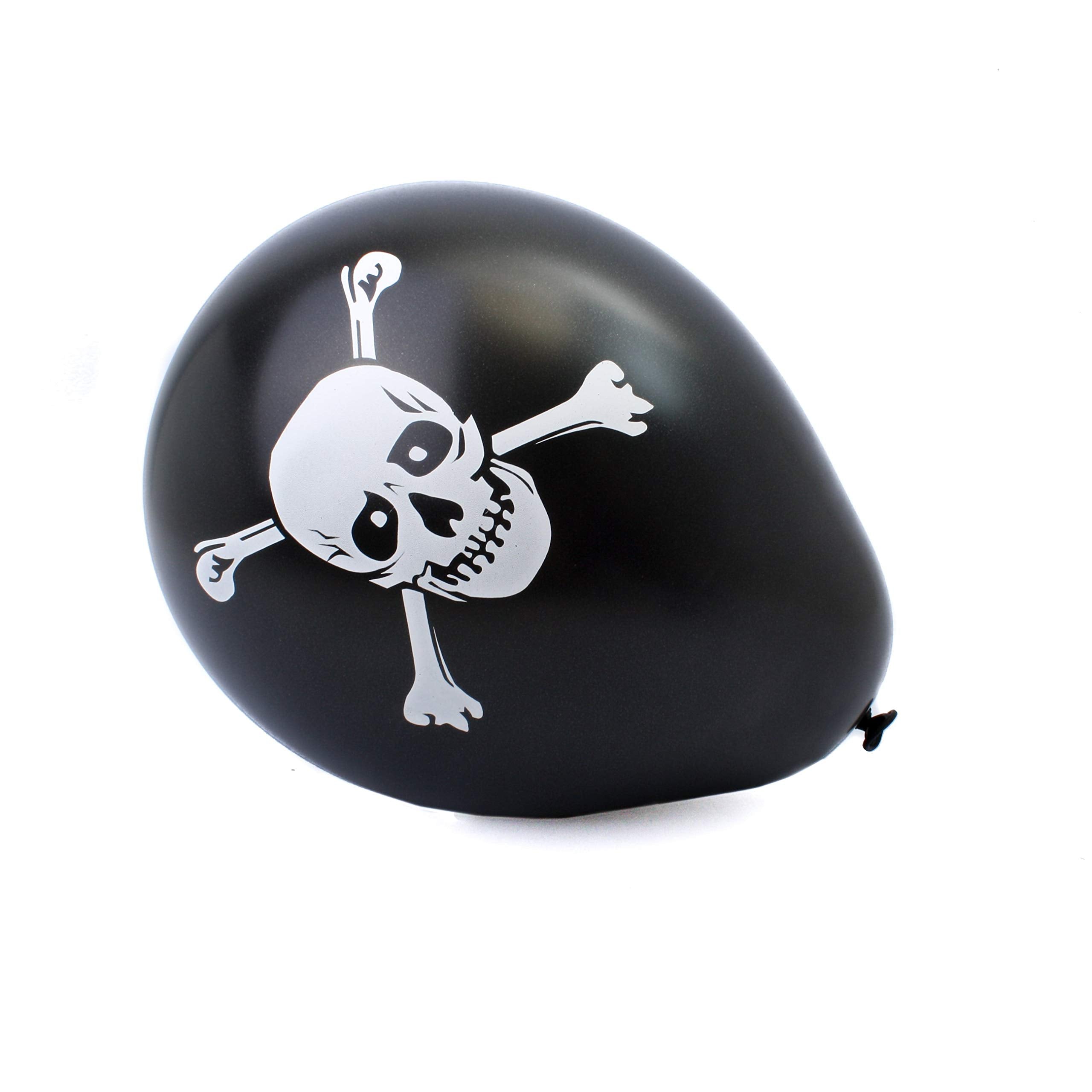 SHATCHI Pirate Party Balloons - 15 Pack Latex Skull & Crossbones | Black | Unisex Children 3