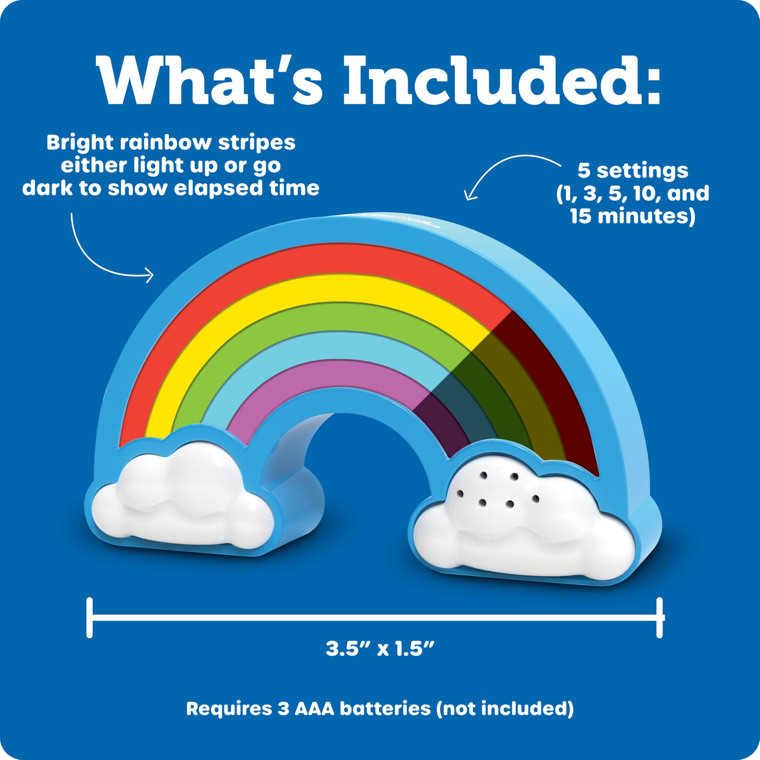 Learning Resources Rainbow Visual Timer for Kids | 5 Time Increments | Doubles as Night Light 6