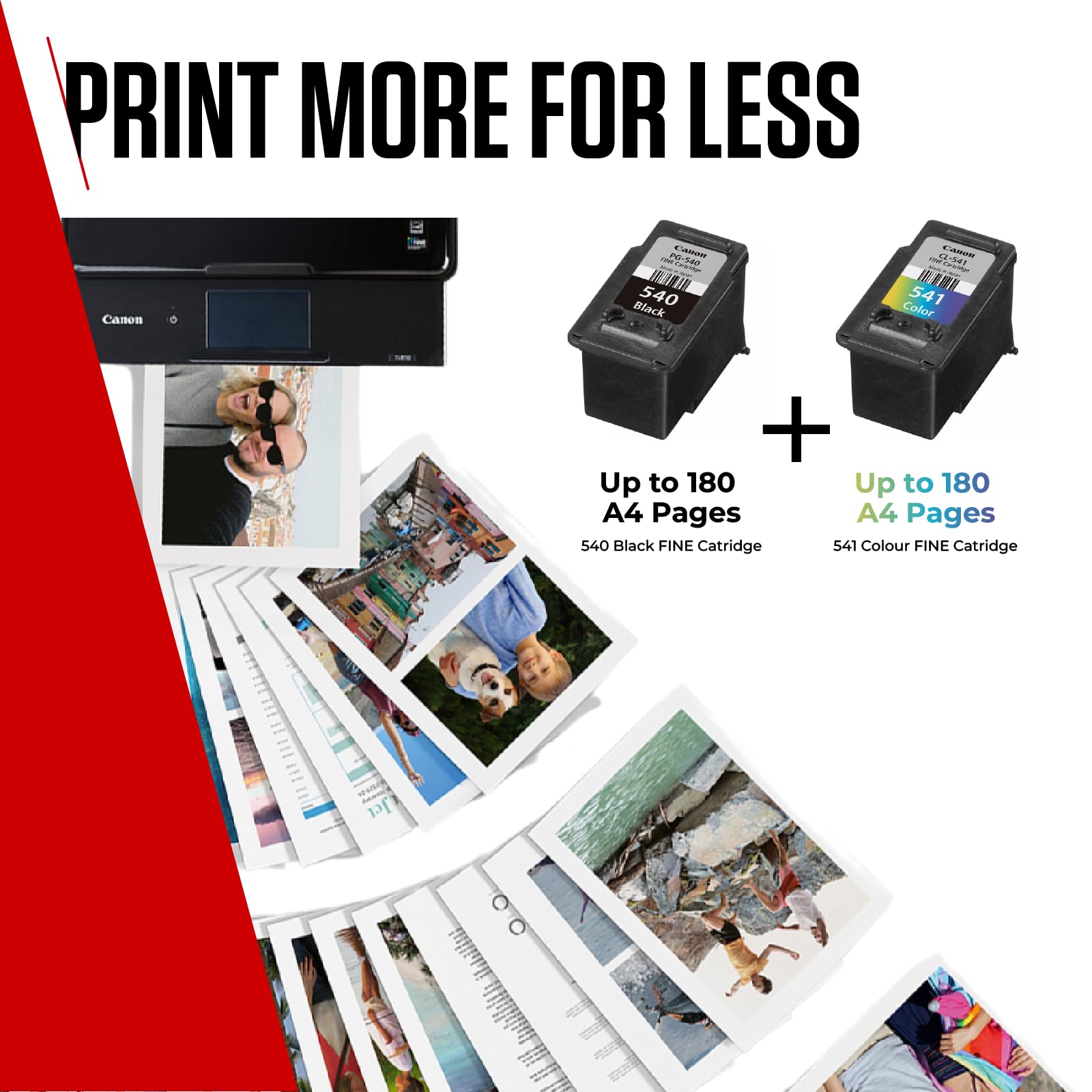 Canon Ink & Paper Multipack - PG-540/CL-541 Genuine Printer Ink Cartridges 2 Pack (1 x Black, 1 x Colour) & 4x6 Photo Paper (50 x Sheets) - Compatible with PIXMA MX, MG & TS 3