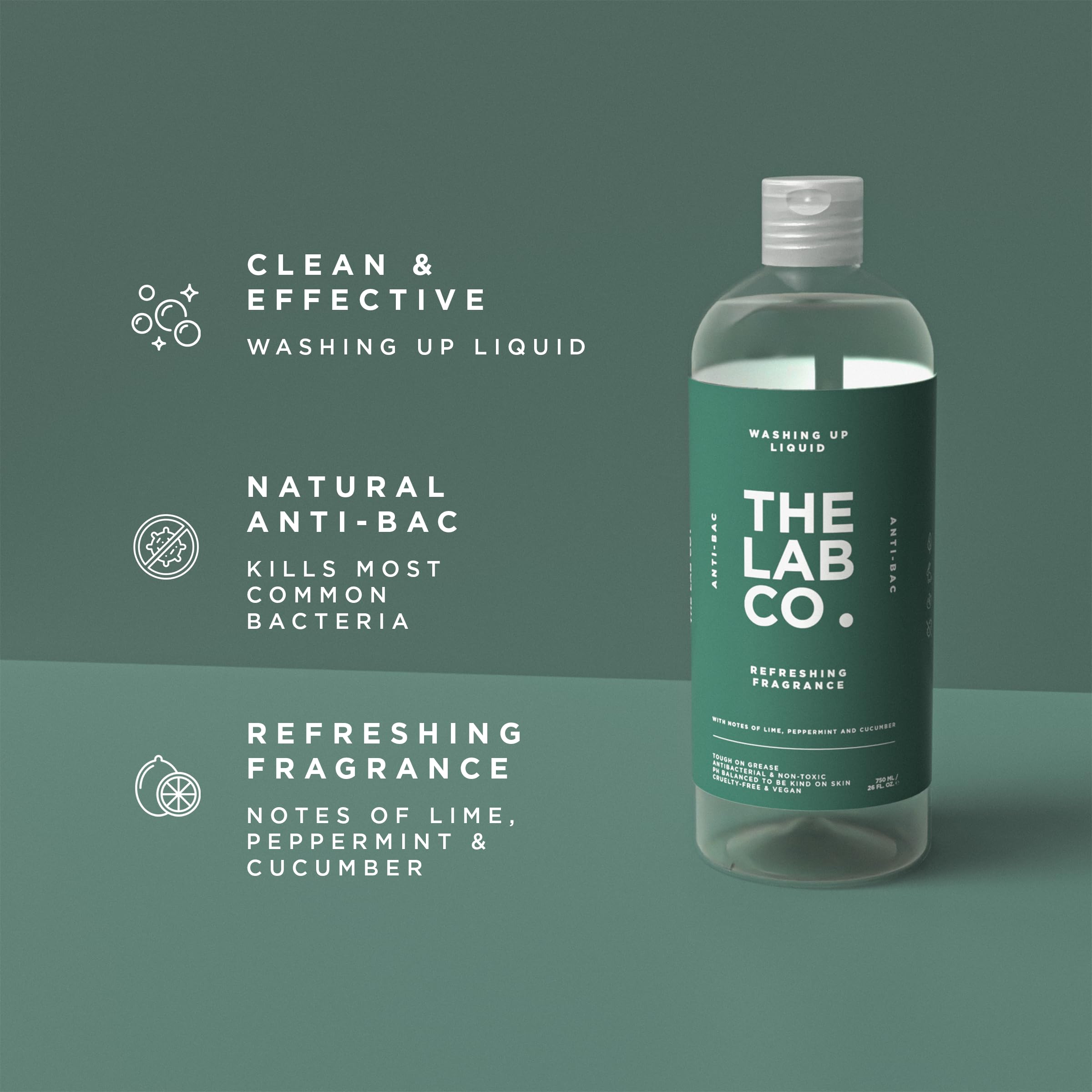 The Lab Co. Antibacterial Washing-Up Liquid - Tough on Grease, Gentle on Skin | 750 ml 3