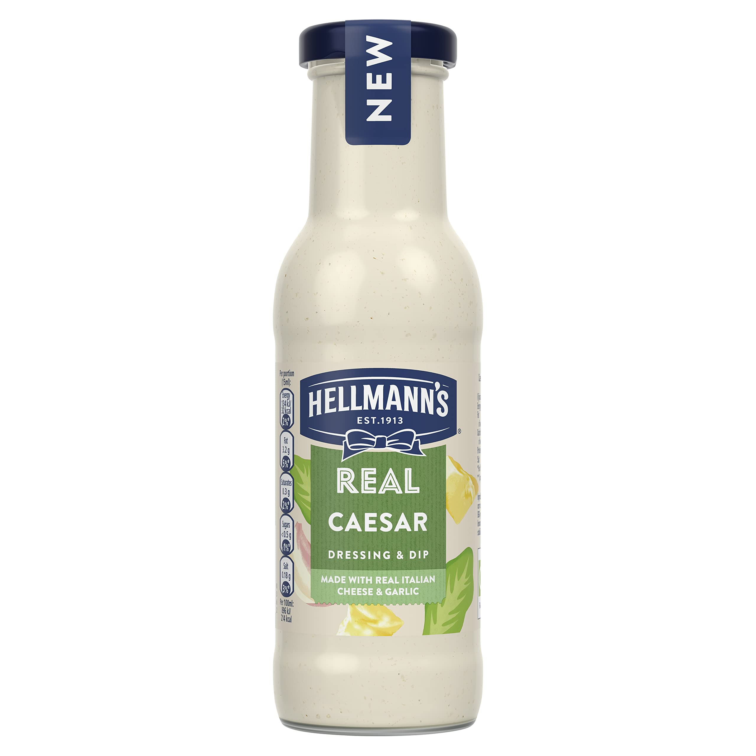 Hellmann's Real Caesar Salad Dressing & Dip – Cremig-würziges Dressing mit italienischem Käse und Knoblauch, 460 g
