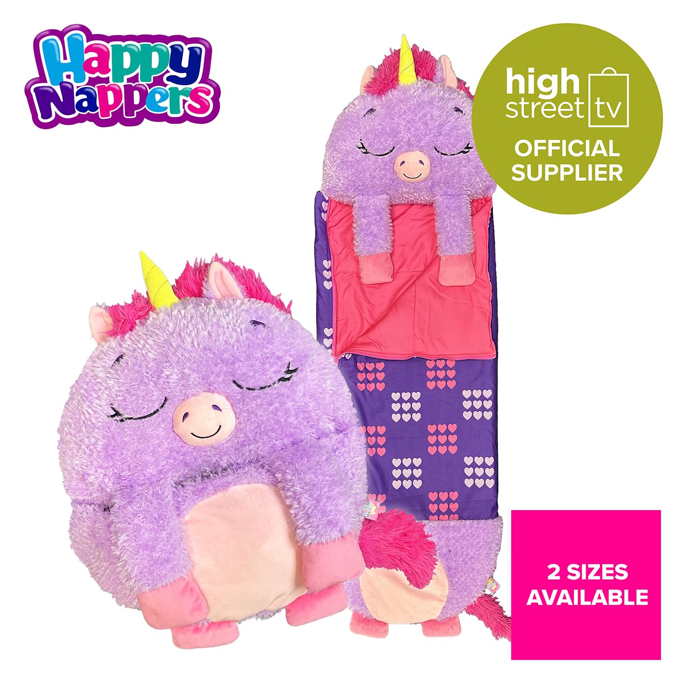 Happy Nappers Kids Sleeping Bag - Purple Unicorn - 2-in-1 Plush Toy & Sleeping Bag for Nap Time or Play 10