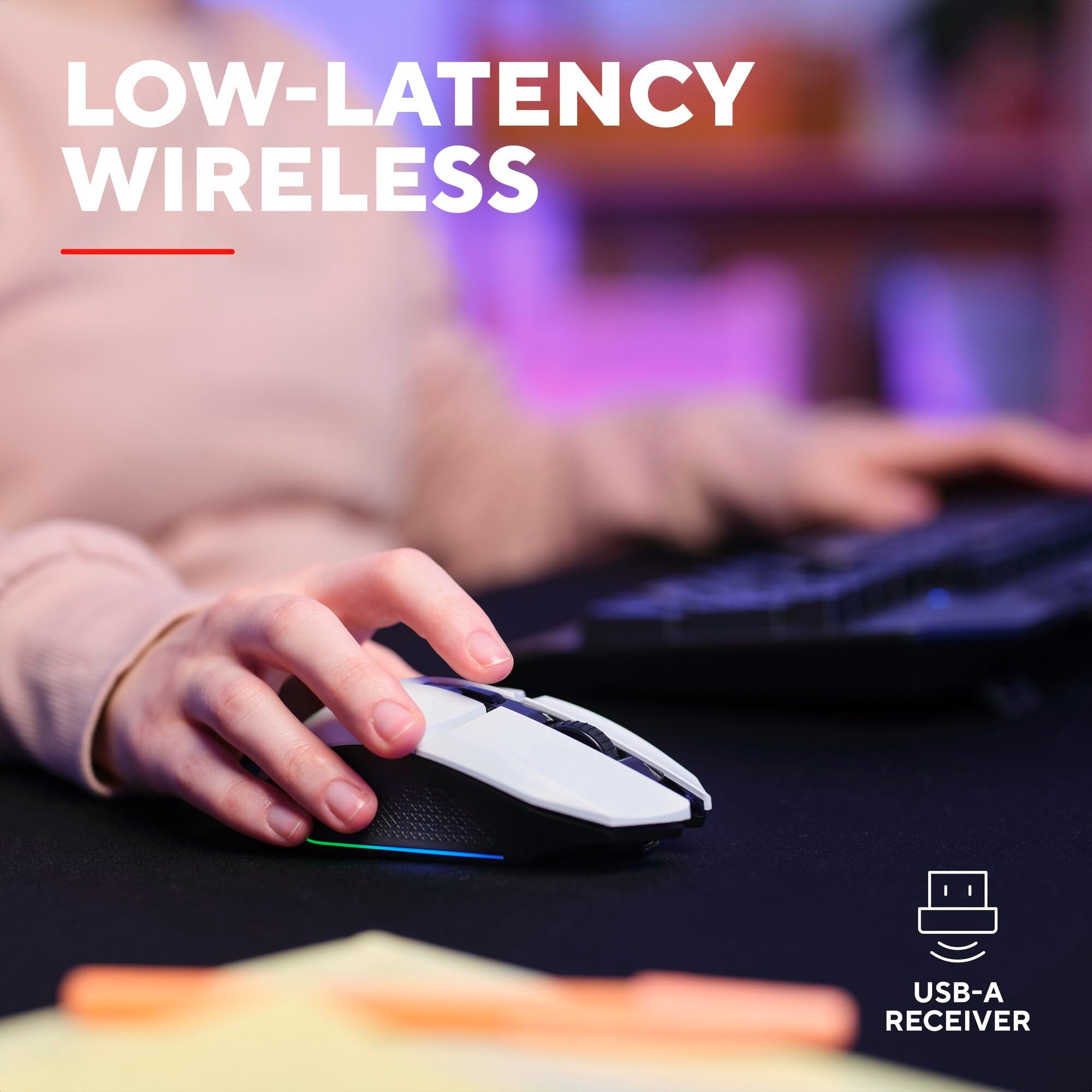 Trust Gaming GXTrust 1108W Vylax Rechargeable Wireless Gaming Mouse – 80h Battery, 800-4800 DPI, RGB Lighting, 6 Buttons, White 3