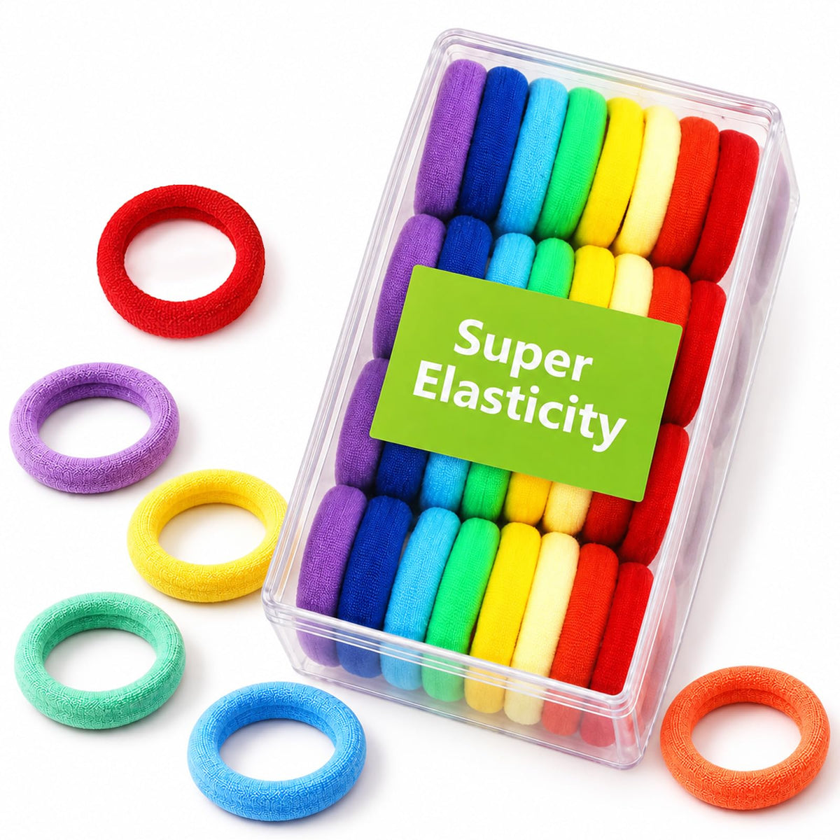 Lafefe Hair Bobbles - 32 Pack Rainbow Polyester Hair Ties for Girls