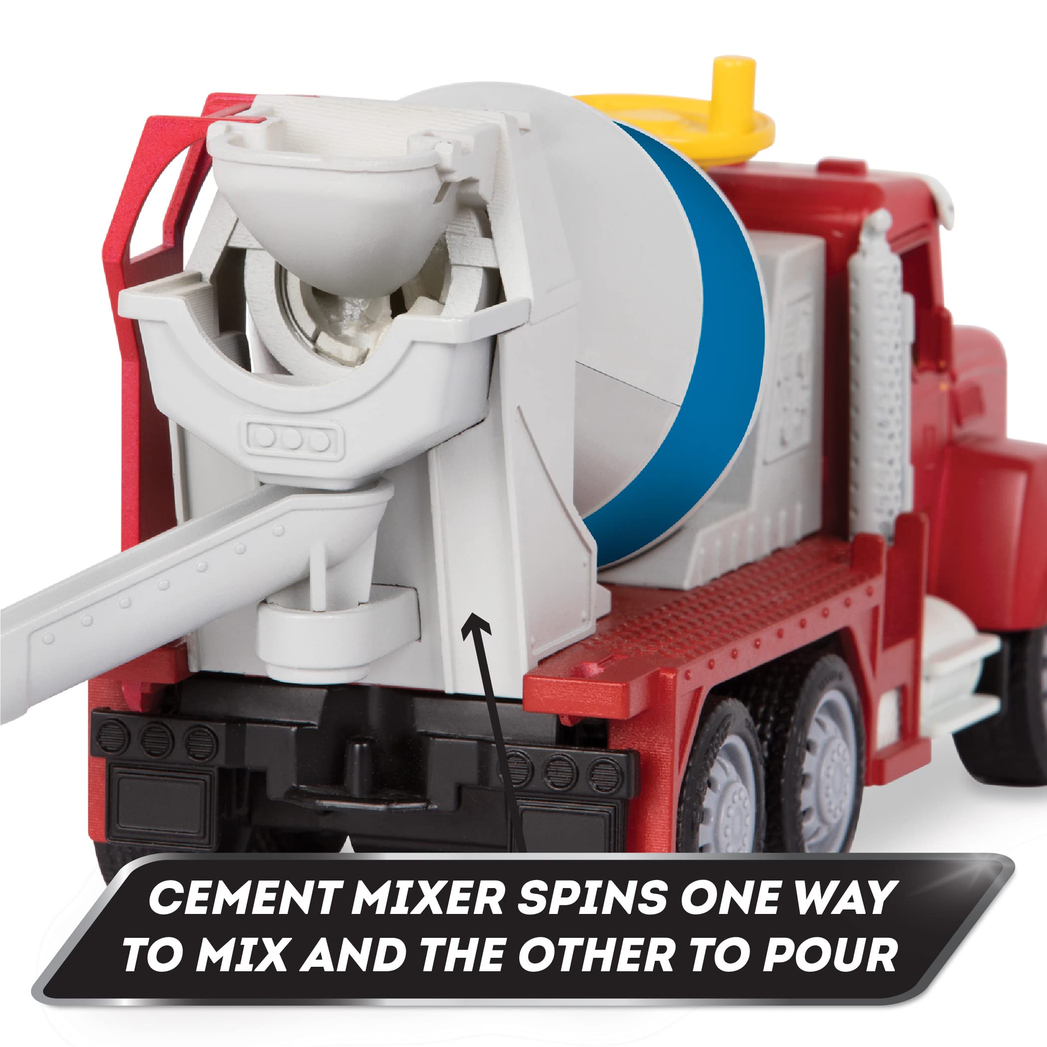 DRIVEN by Battat Micro Cement Mixer Truck - 1:48 Scale Interactive Toy with Lights & Sounds, Ages 3+ 14
