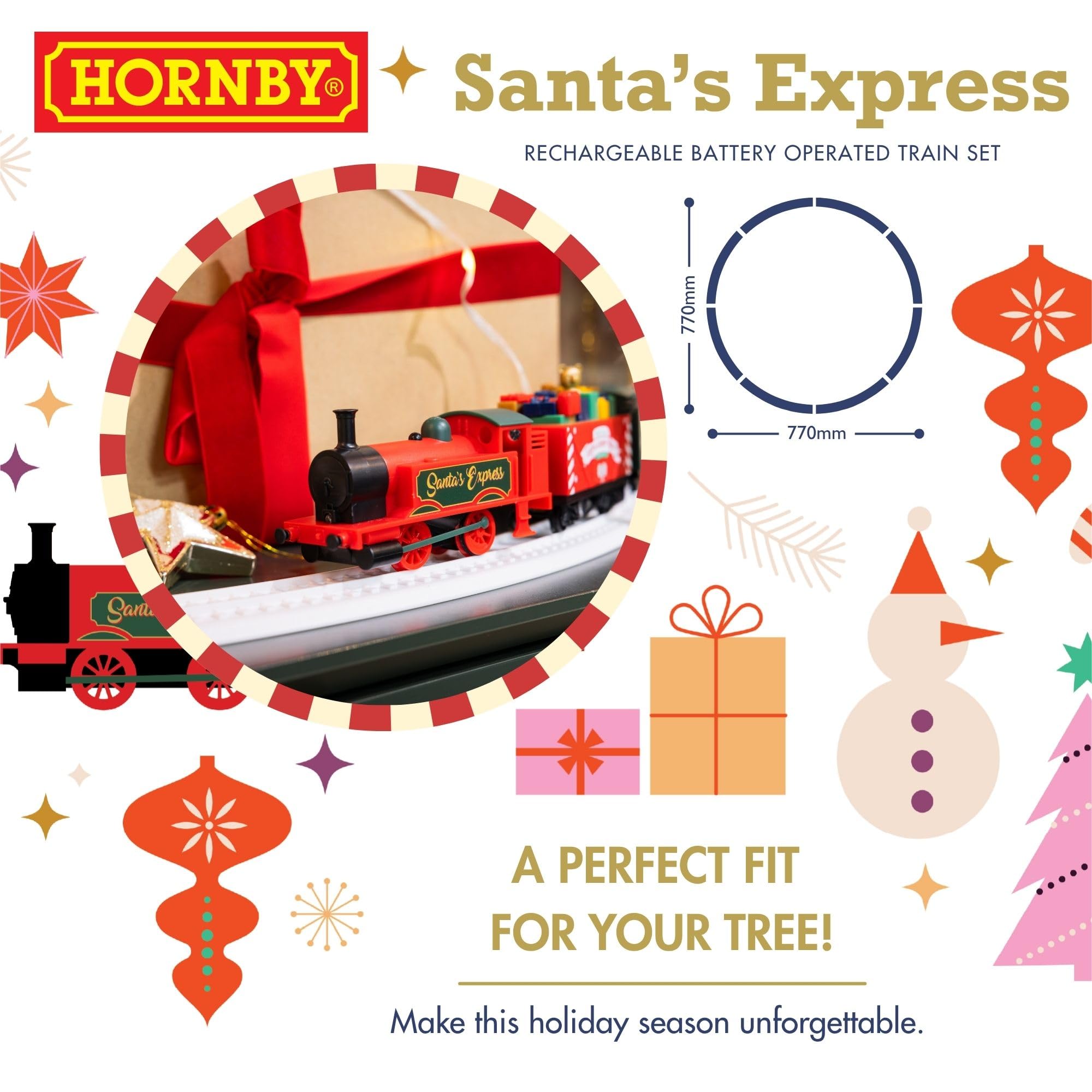 Hornby Santa's Express Christmas Train Set - Rechargeable Analogue OO Gauge 1:76 10