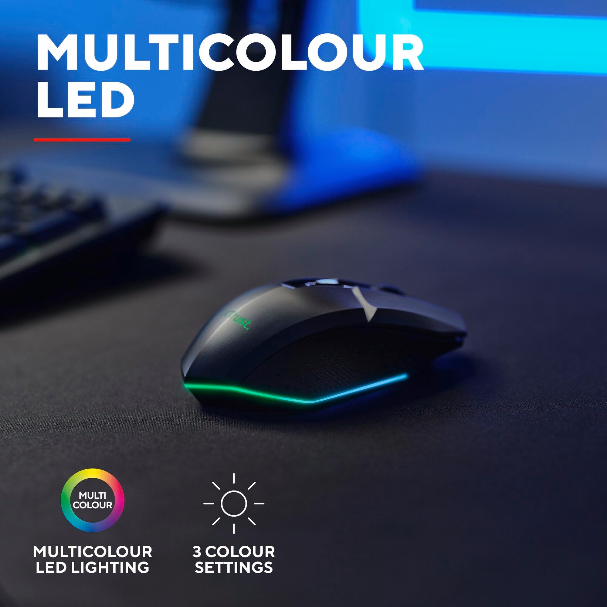 Trust Gaming GXTrust 1108 Vylax Wireless Gaming Mouse, 80h Battery, 800-4800 DPI, RGB LED, 6 Buttons, Rechargeable, Black 14