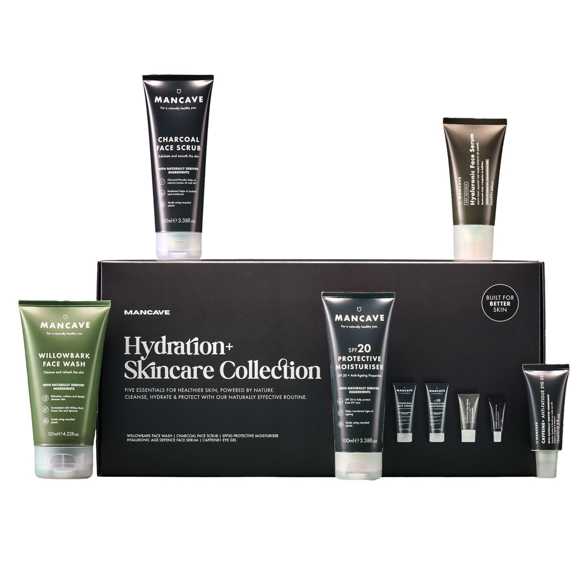 ManCave Hydration+ Skincare Gift Set for Men - 5-Piece Set, SPF 20