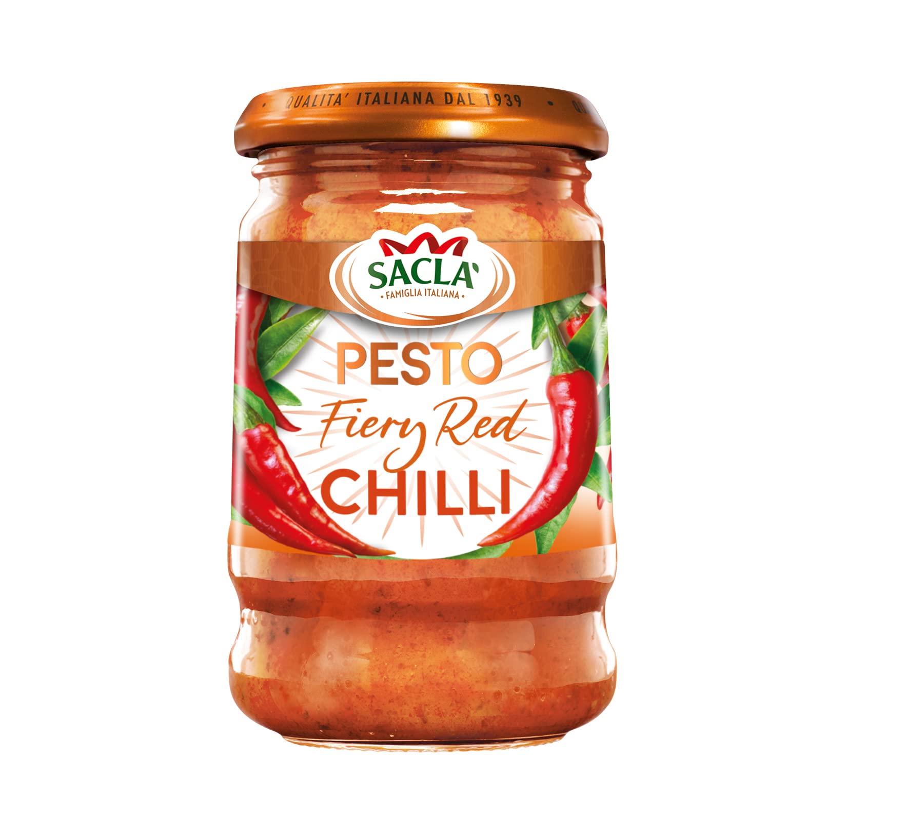 Sacla Fiery Chilli Pesto Sauce - 190g Jar | Authentic Italian Flavor