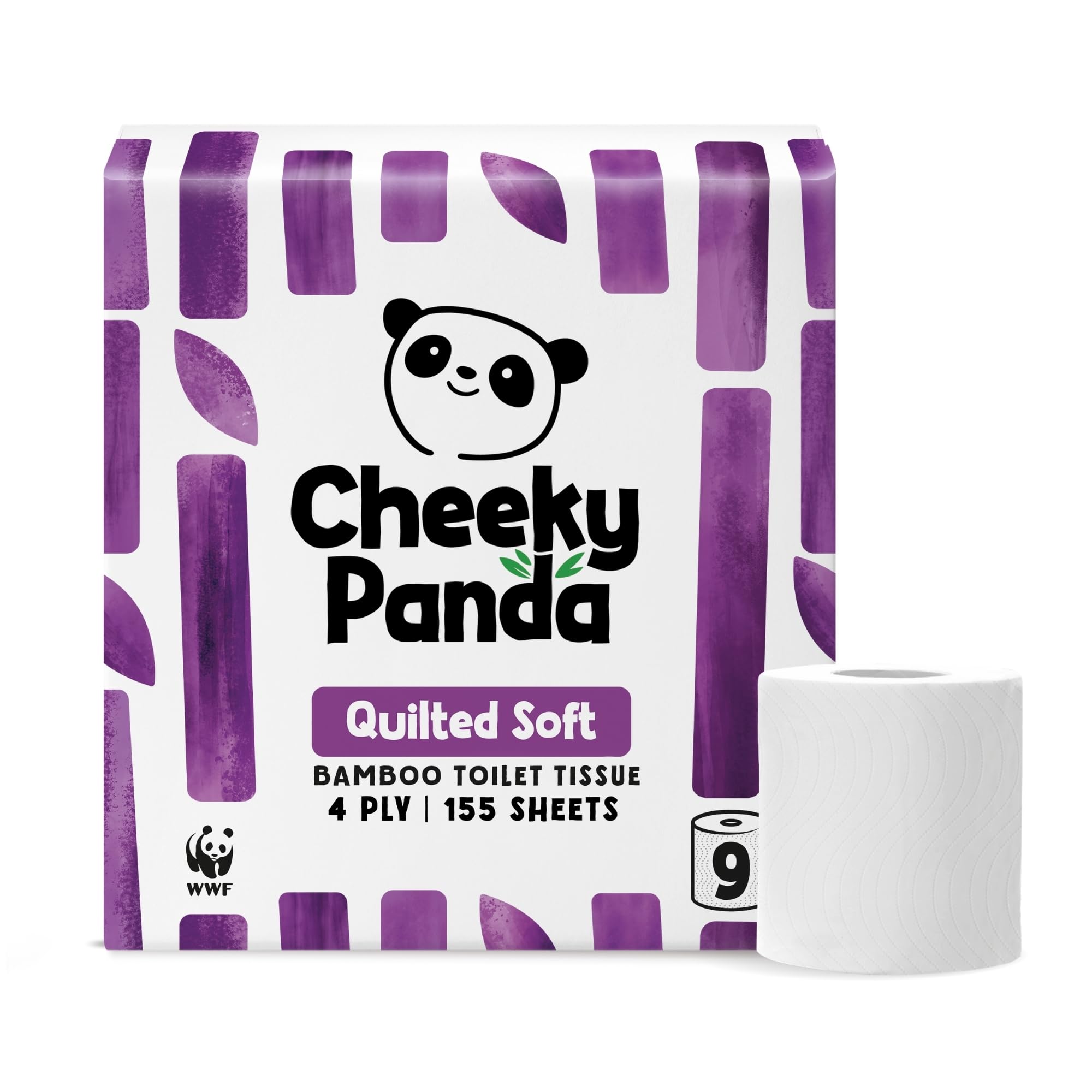 The Cheeky Panda Bamboo 4 Ply Quilted Toilet Roll - 9 Rolls | Ultra Soft, Unscented, Flushable 1