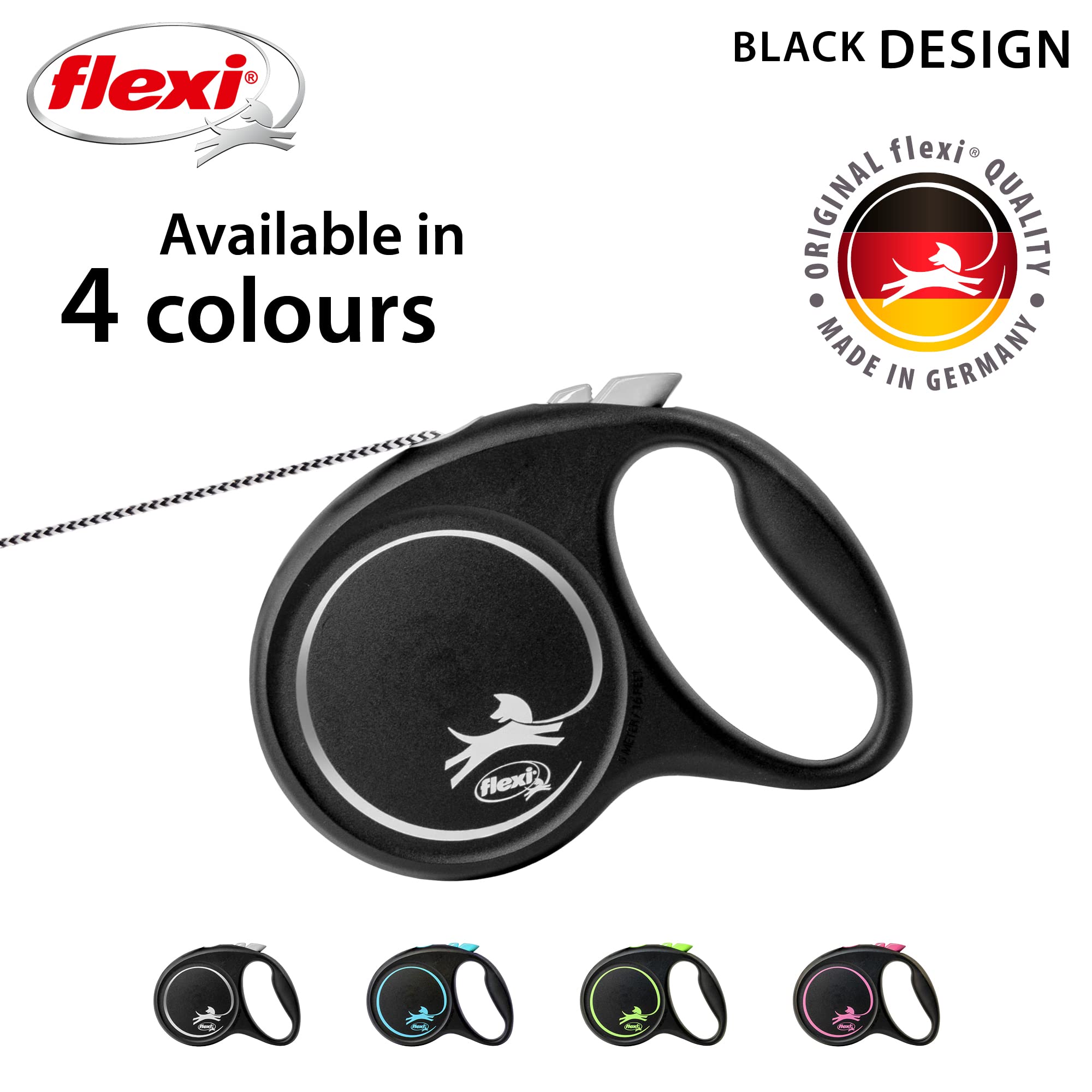 flexi Black Design Retractable Dog Leash - Medium Size, 5m Cord Length | German Quality 4
