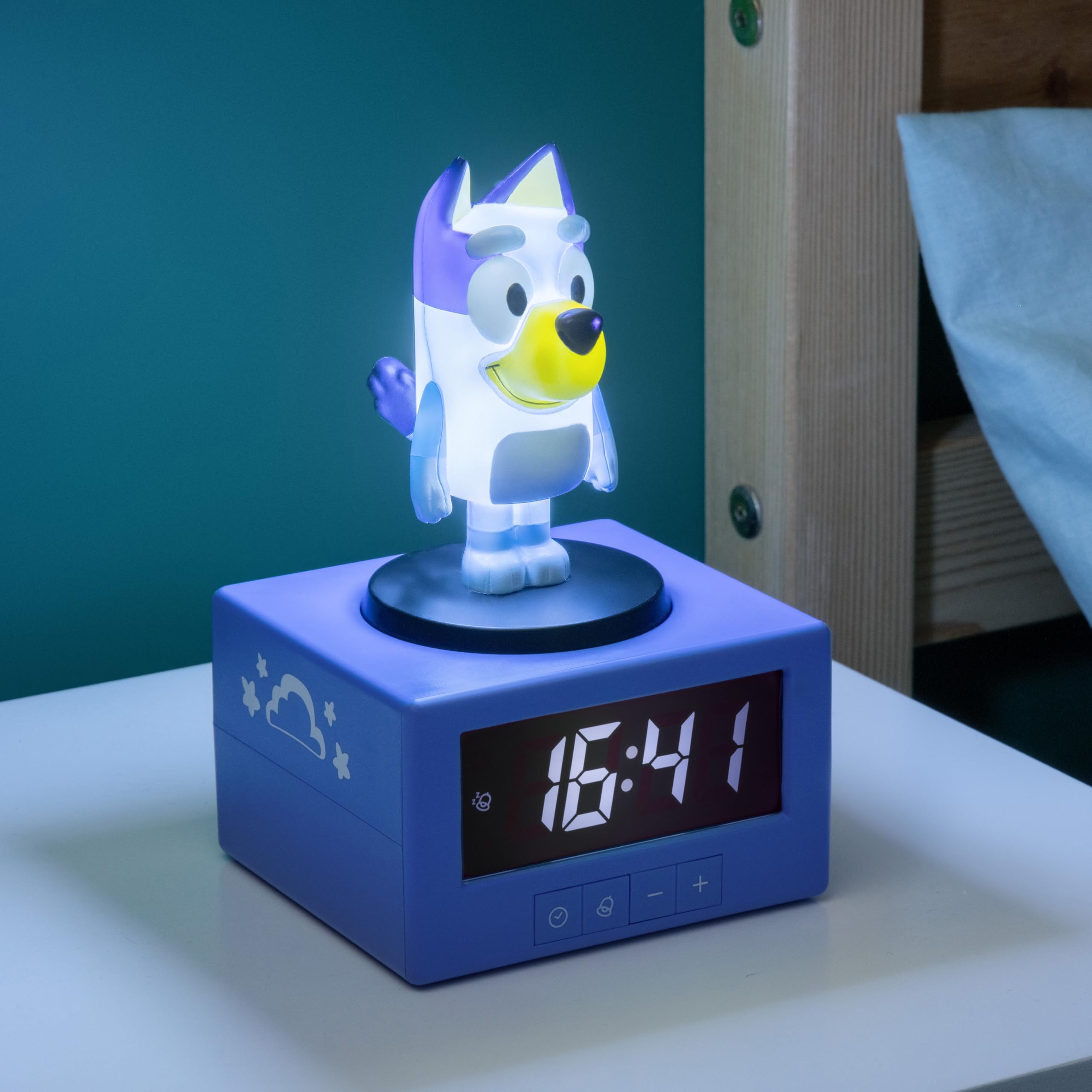 Paladone Bluey Digital Alarm Clock with Night Light & Music | Battery Powered | Snooze Function 2