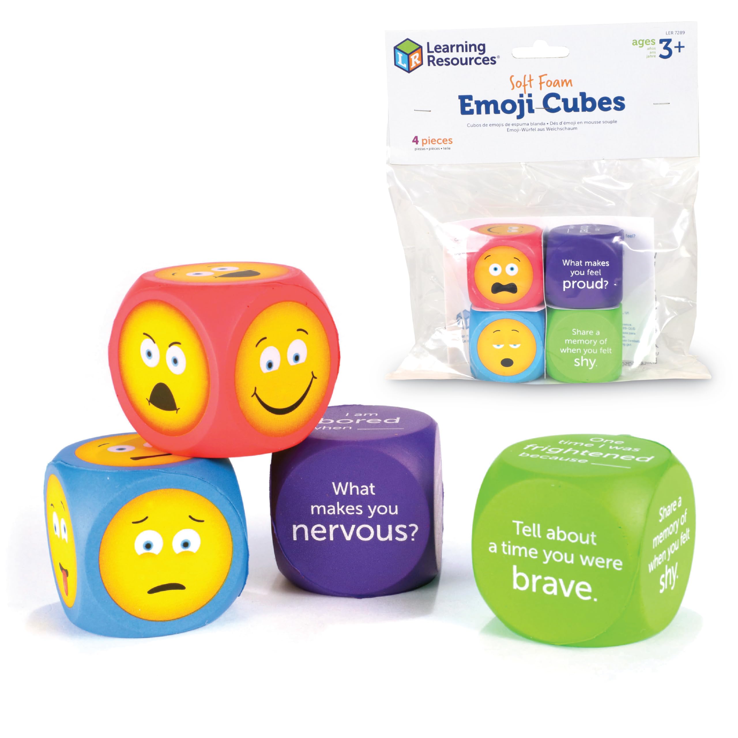 Learning Resources Soft Foam Emoji Cubes - Ages 3+ | Set of 4 | Emotional Learning