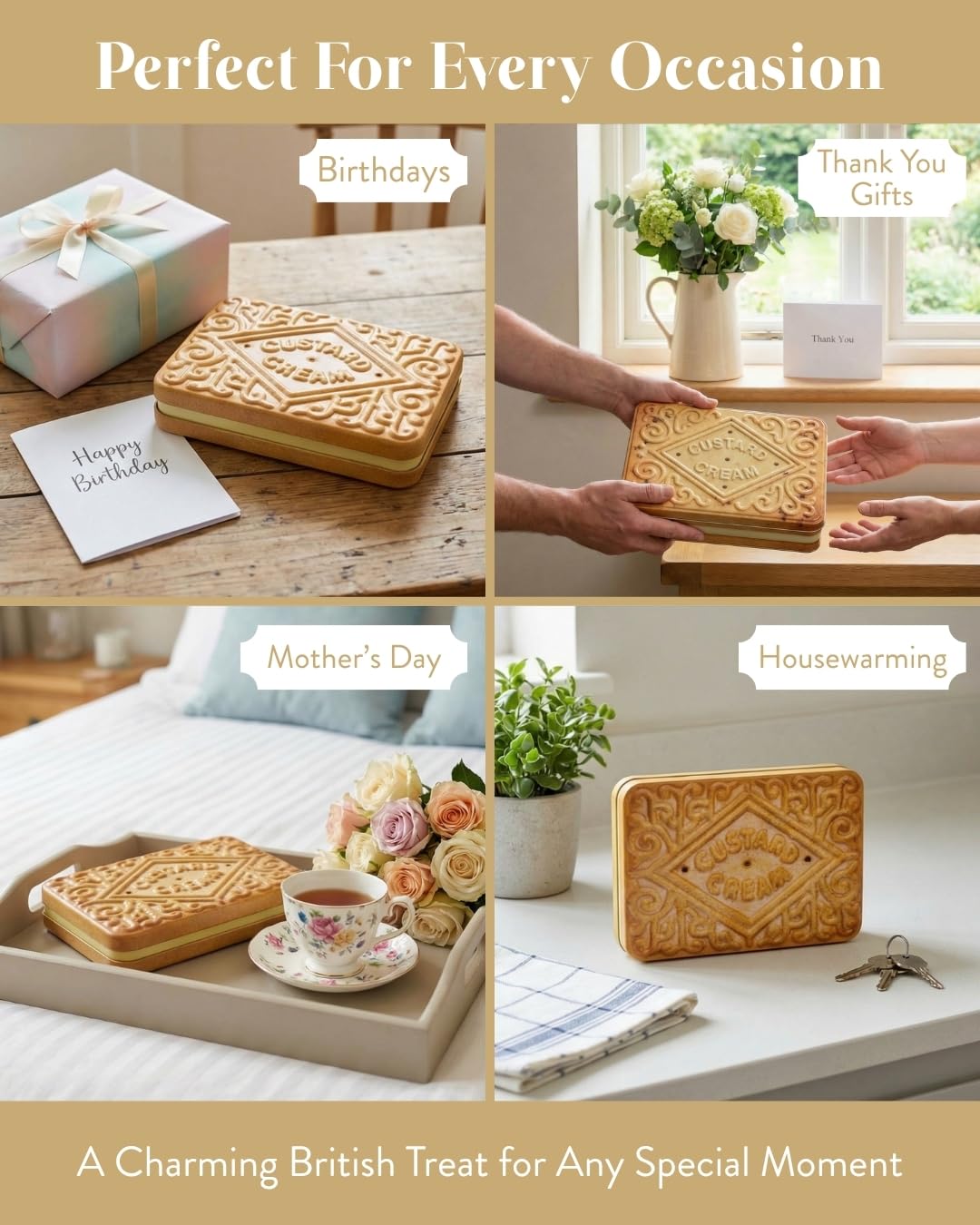 The Silver Crane co. Giant Custard Cream Biscuits Gift Set - 450g Novelty Tin 6