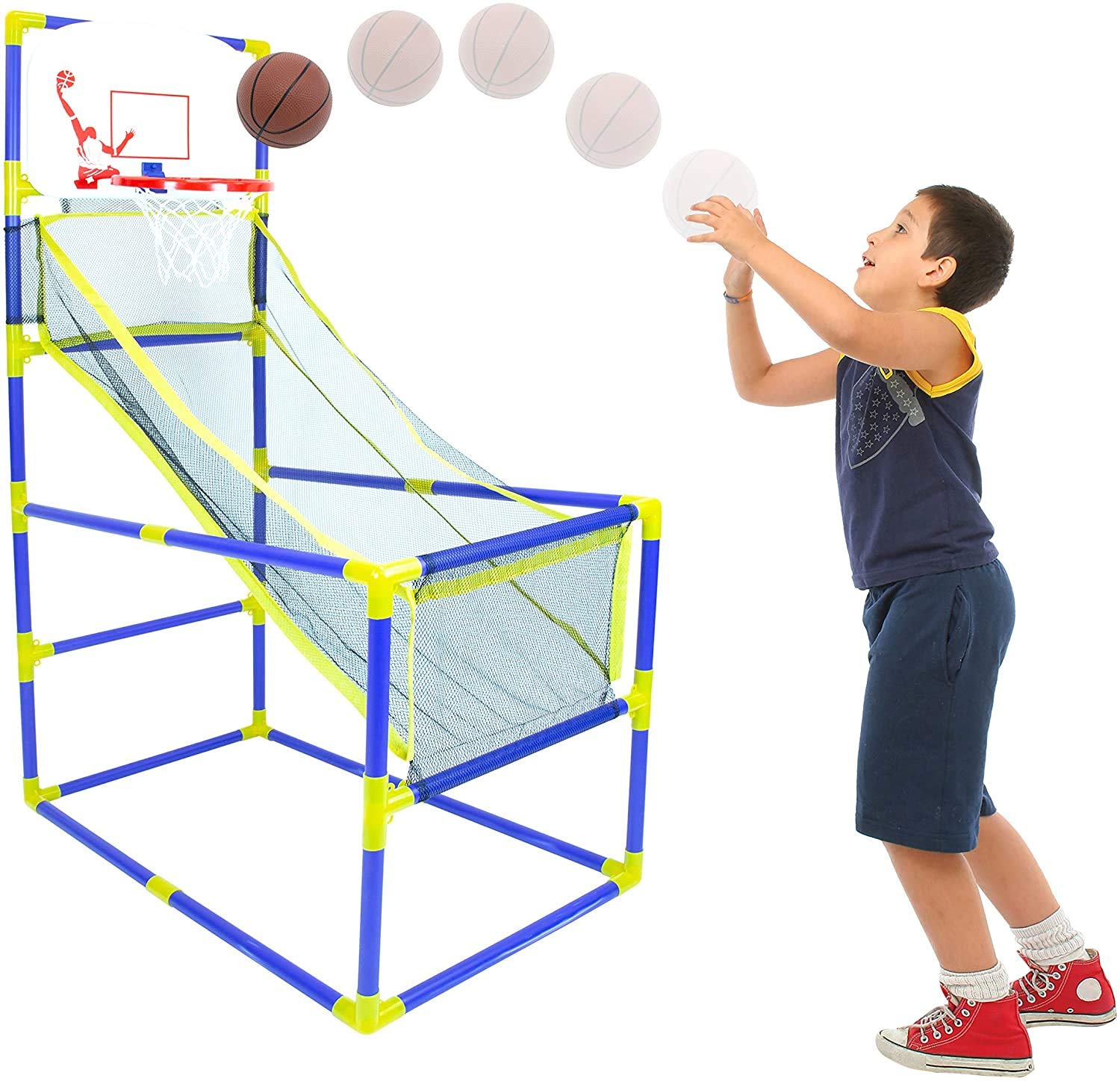 Global Gizmos 55639 Arcade Basketball Hoop - Indoor/Outdoor Use | Easy Assembly | Includes 2 Balls & Pump 3