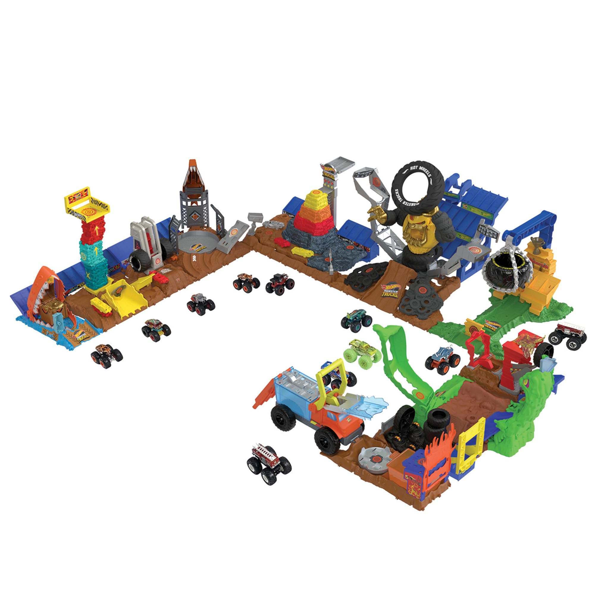 Hot Wheels Monster Trucks Arena Smashers Treasure Chomp Challenge Playset - Tiger Shark Action Playset for Kids 2