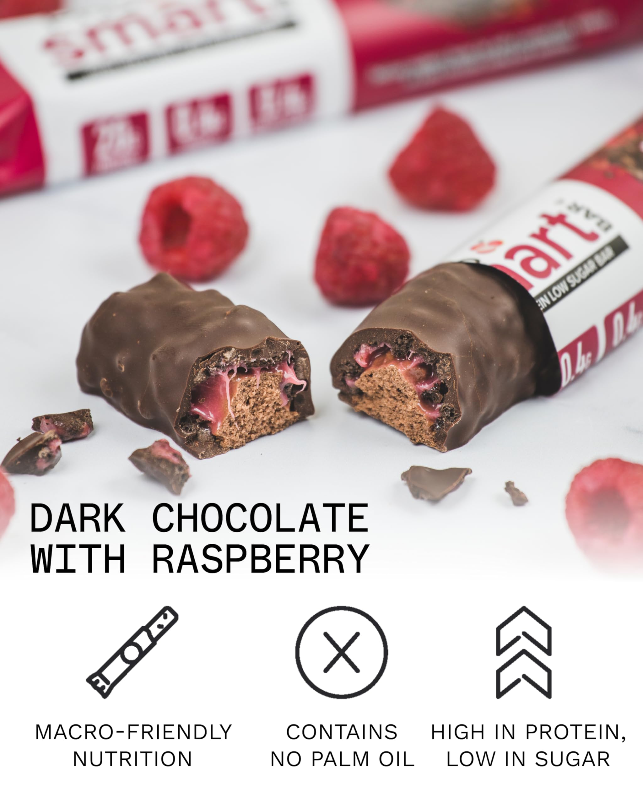 PhD Smart Protein Bar Low Sugar, Chocolate Raspberry Flavour, 21g Protein, 64g Bar (12 Pack) 8