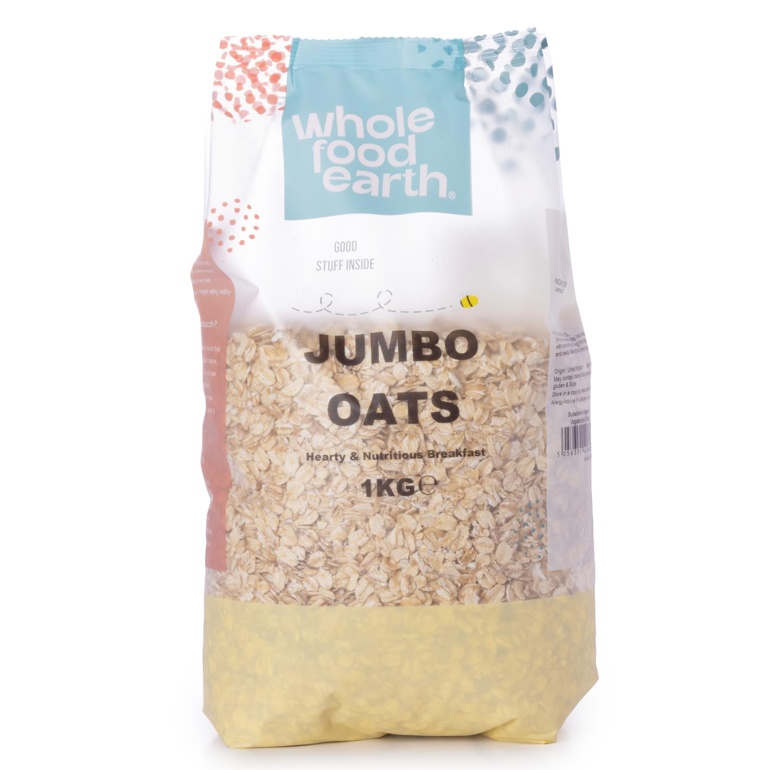 Wholefood Earth Jumbo Oats - High Fibre, GMO Free | 1 kg Pack 1