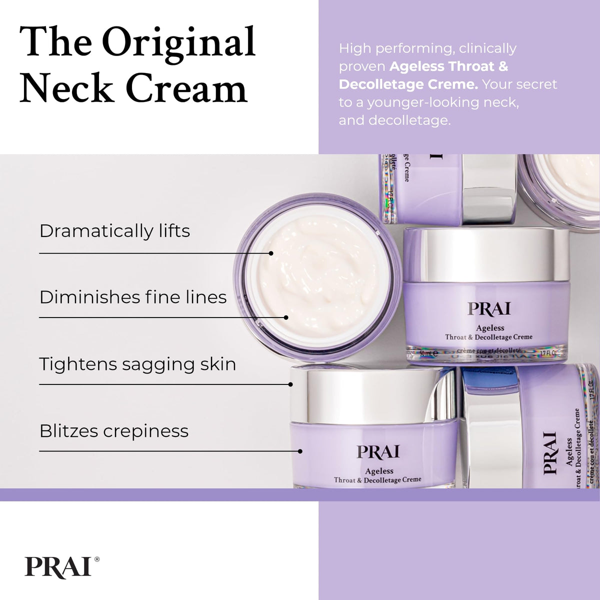 Prai Ageless Throat & Decolletage Creme 100ml - Rose Sparkle Jar
