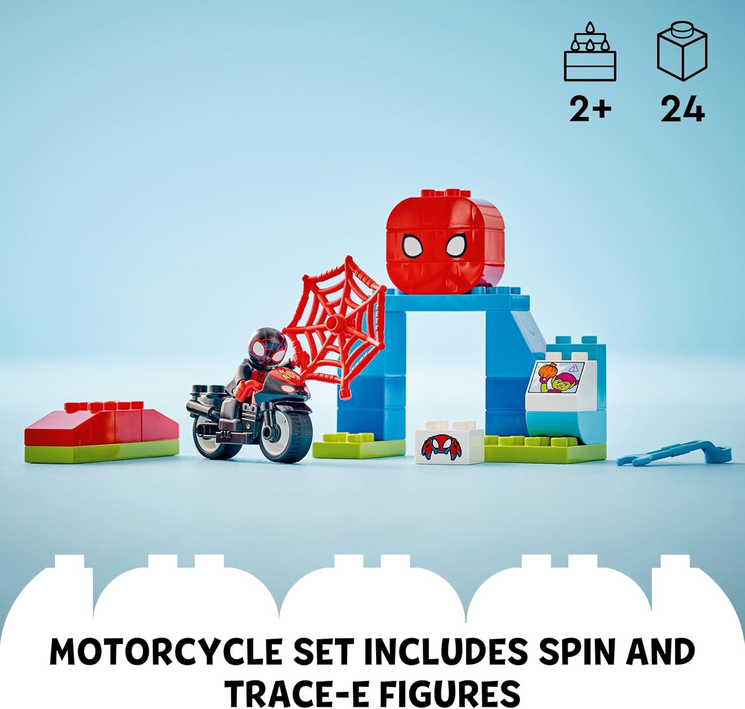 LEGO DUPLO Marvel Spin’s Motorcycle Adventure - Building Set for Toddlers 2+ 2