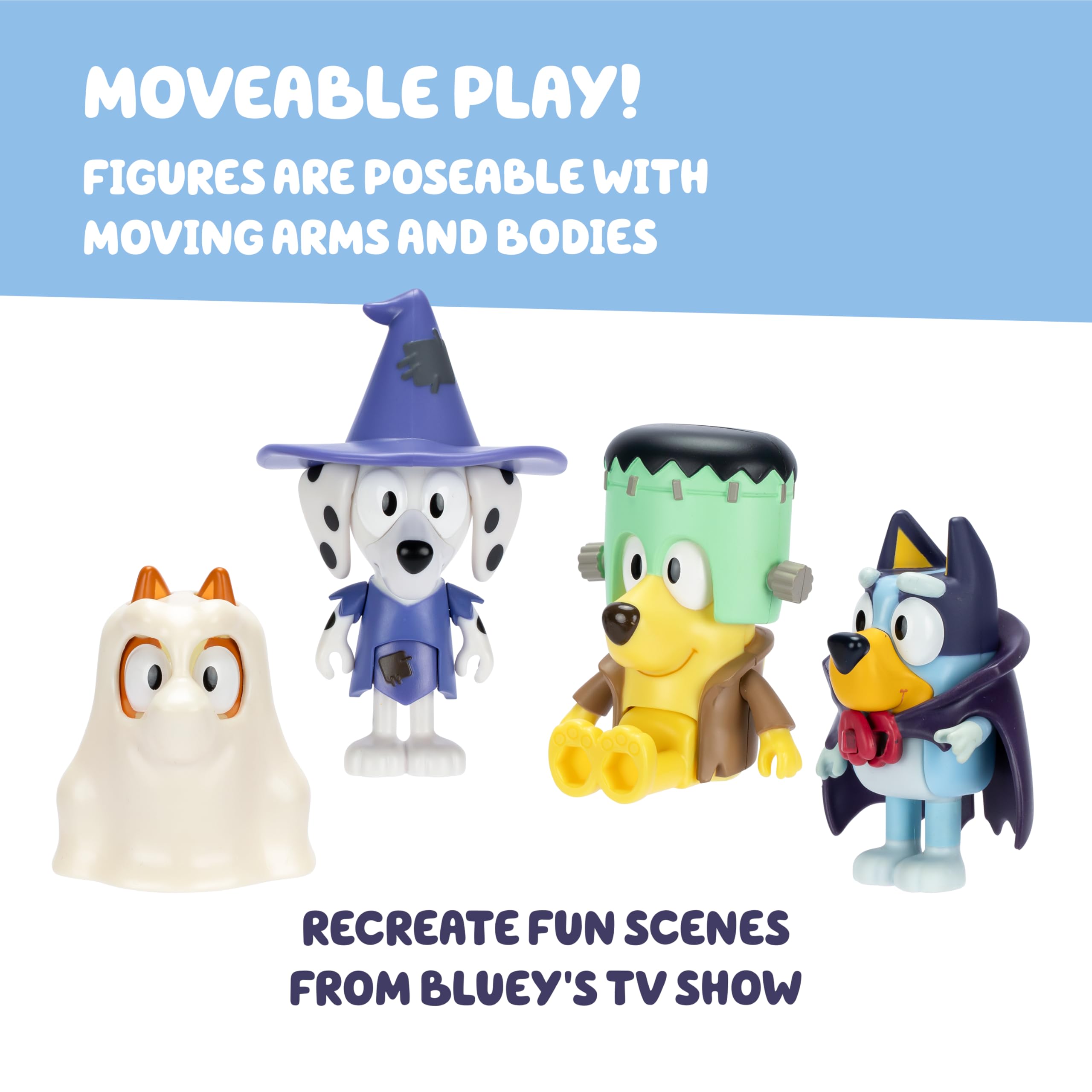 Bluey Halloween Figure 4-Pack - 2.5 Inch Poseable Figures of Bluey, Bingo, Chloe, Lucky | Multicolor 5