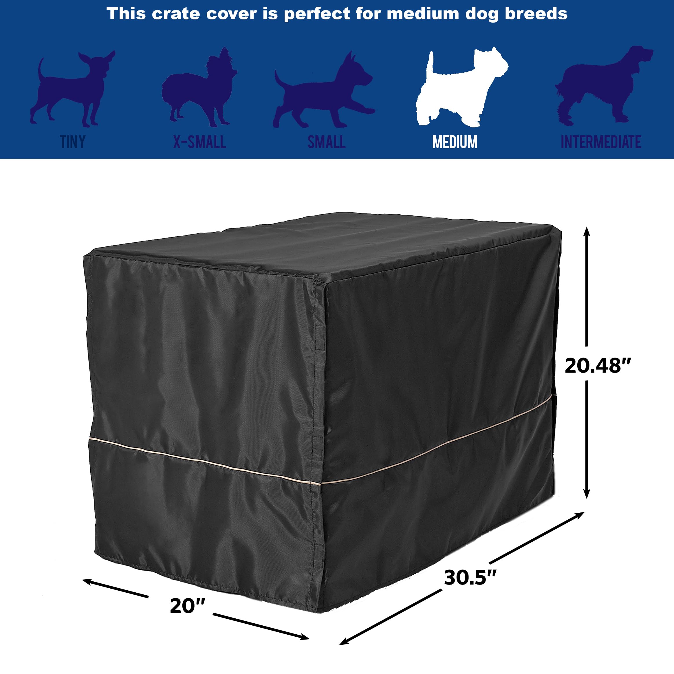 MidWest Homes for Pets Black Polyester Crate Cover for 76cm Crates | Breathable & Secure Fit 5