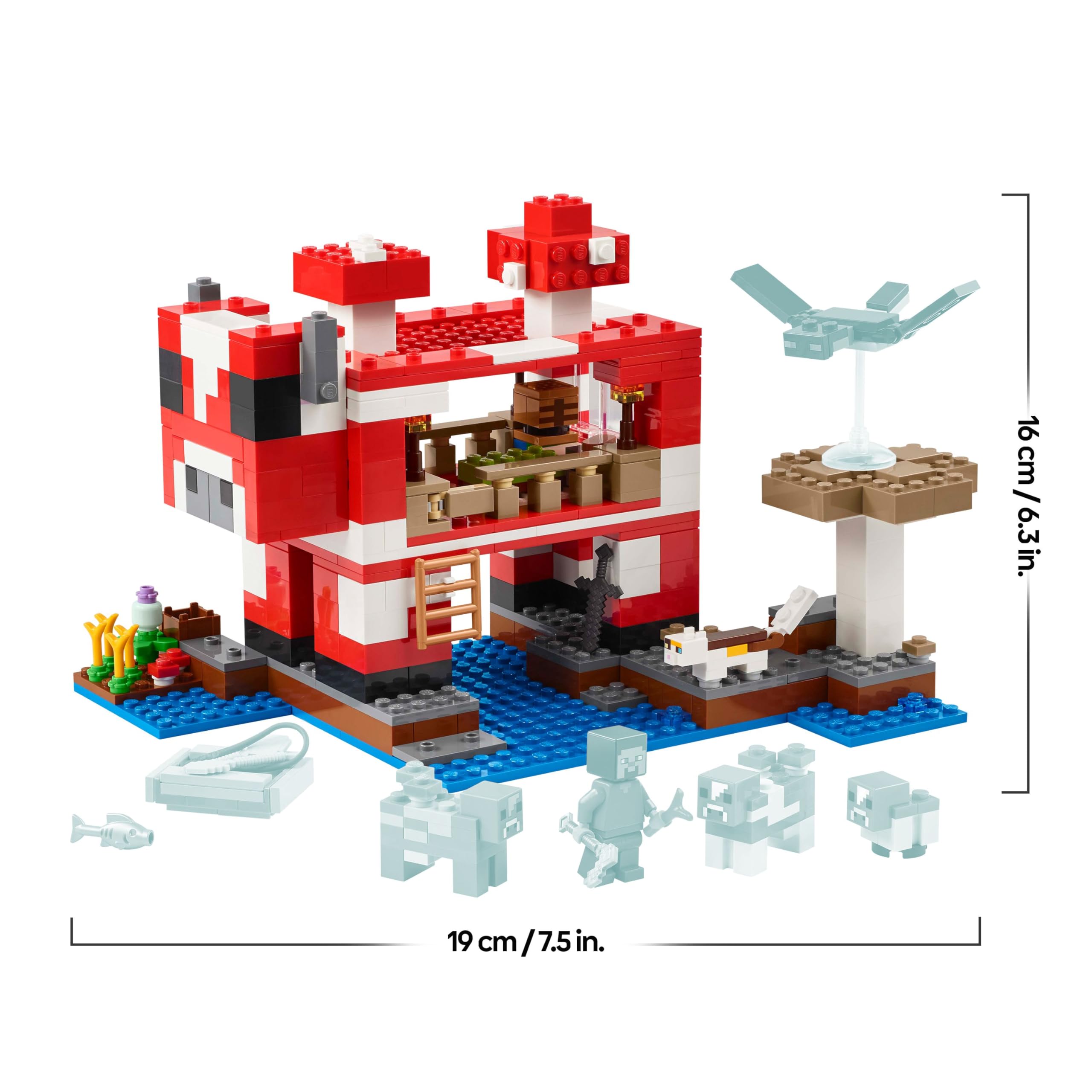 LEGO Minecraft The Mooshroom House Building Set 21270 | Includes Steve Figure & Mobs | Ages 8+ 9