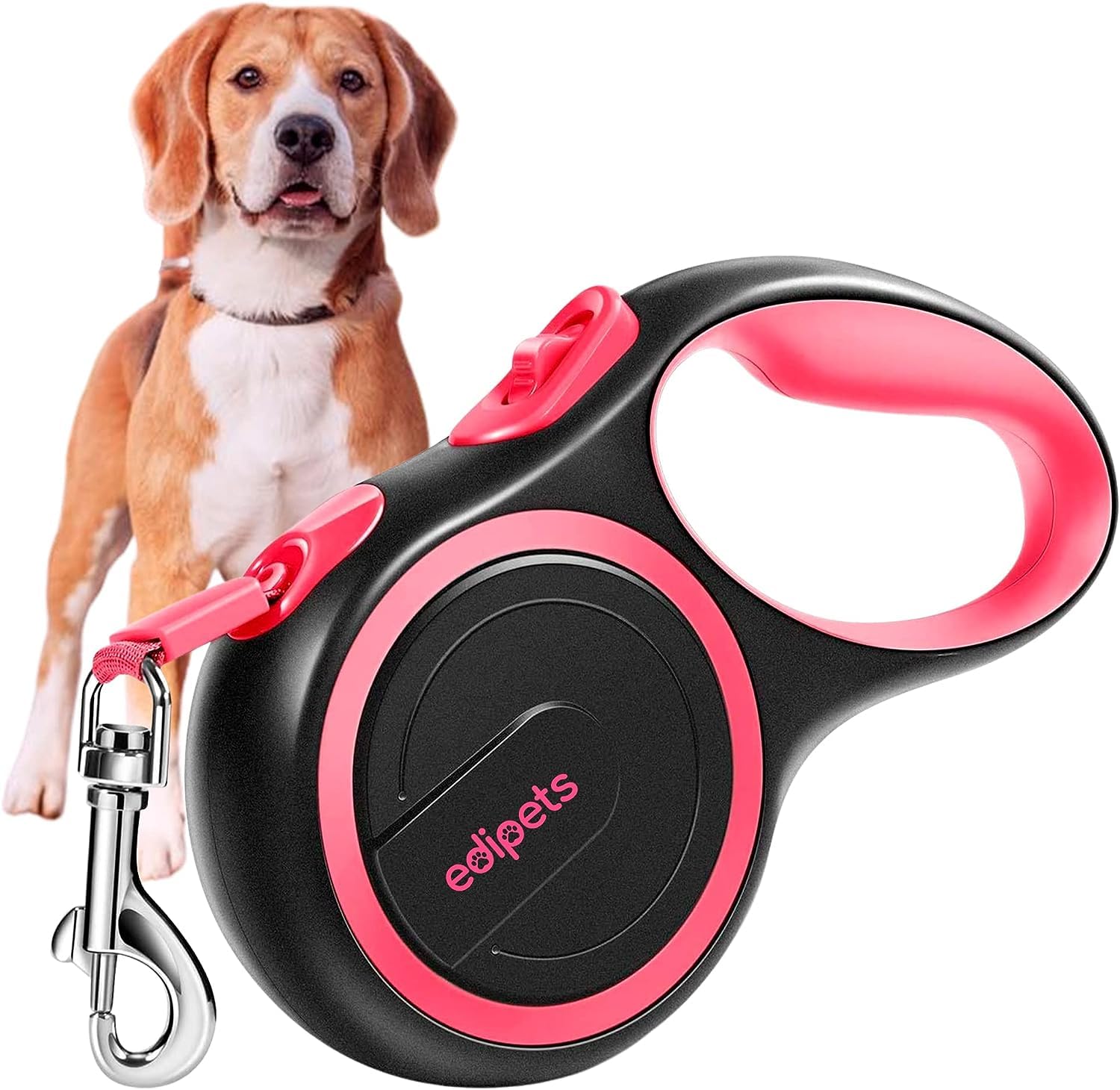 Edipets Extendable Dog Leash - Retractable Nylon Lead | 8 Metres | Pink 1