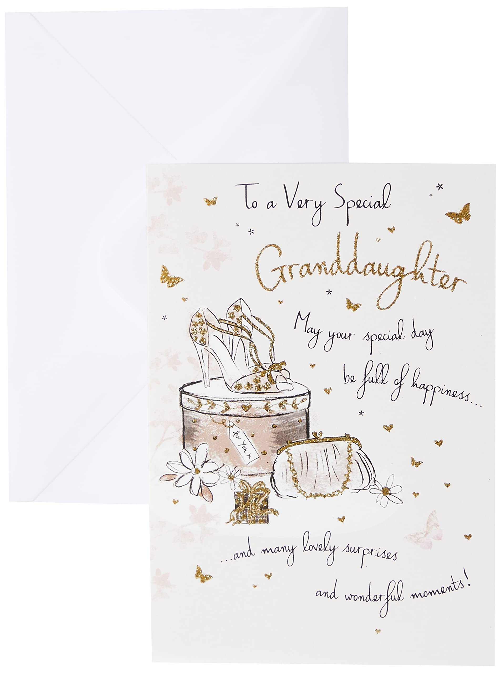 Piccadilly Greetings Birthday Card for Granddaughter | 7 x 5 Inches | Glitter Coated