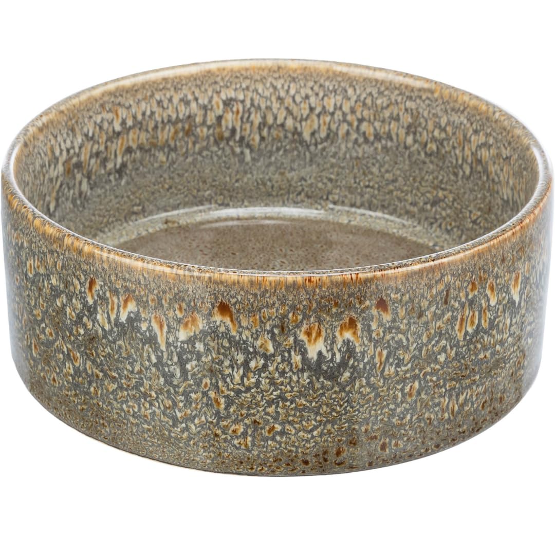 TRIXIE Ceramic Dog Bowl - Heavy Stability Food Bowl | 900 ml | Ø16 cm | Brown